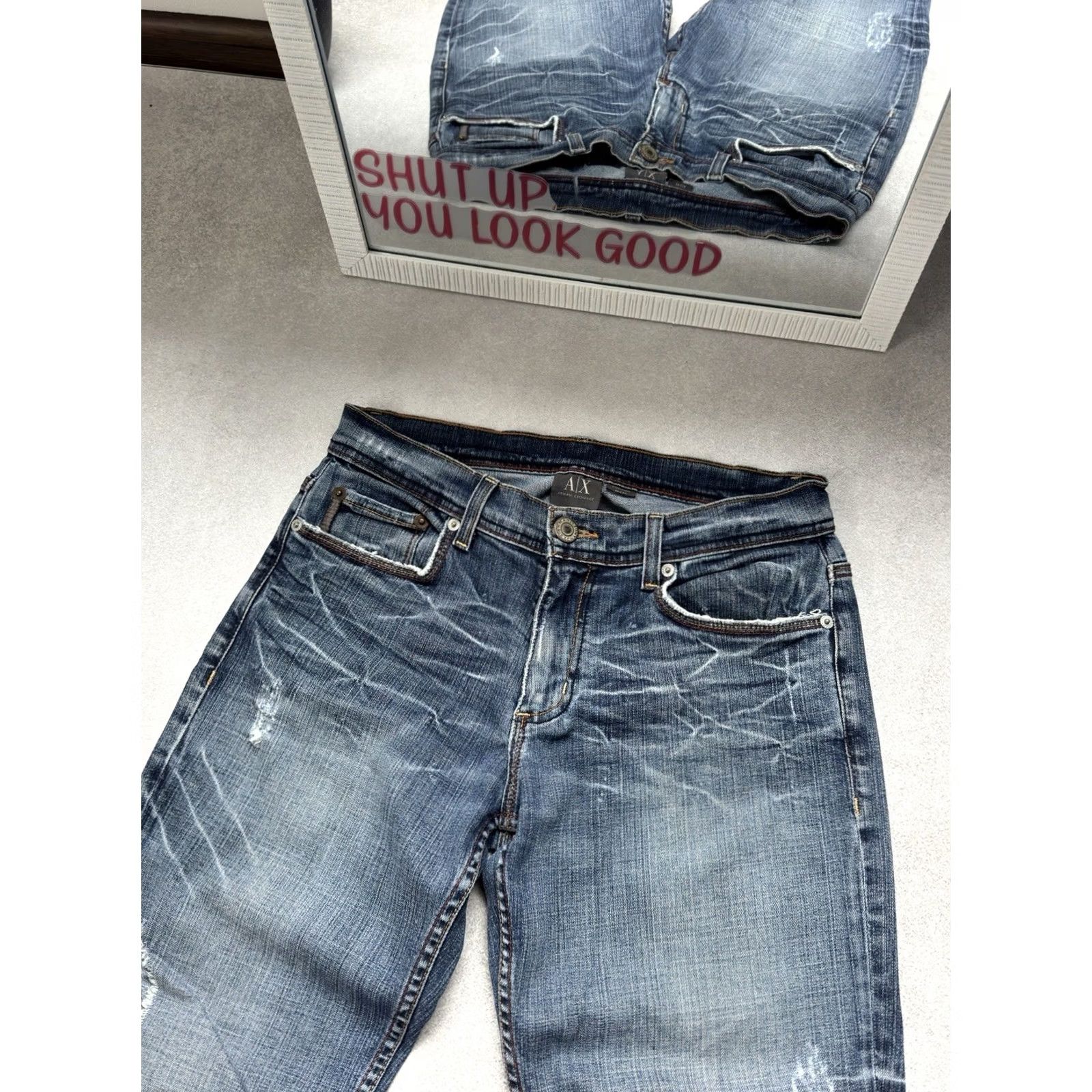Vintage VINTAGE Armani Jeans Jeans Men’s Size 30x32 S Blue Logo Distressed 90s Y2K USA Japan Style Straight Mens Size US 29 - 4 Thumbnail
