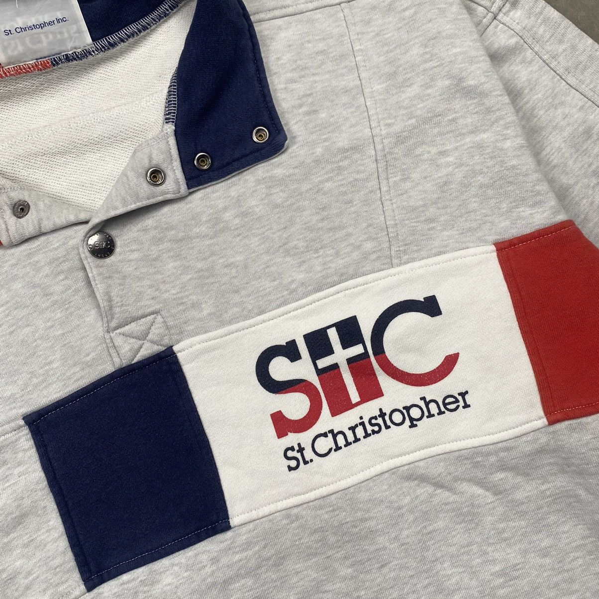Japanese Brand × Vintage St Christopher Halfbutton Sweatshirt Size US M / EU 48-50 / 2 - 3 Thumbnail