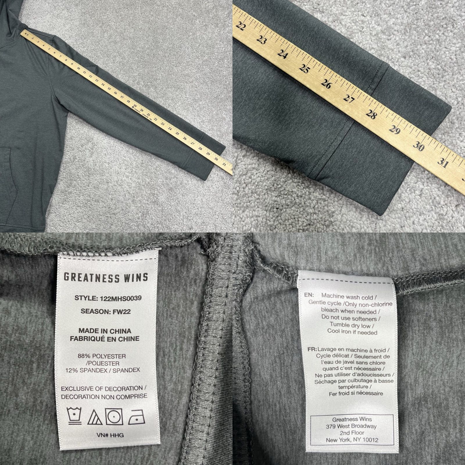 Vintage Greatness Wins Core Tech Hoodie Mens XL Gray Performance Stretch Excelbbal Logo Size US XL / EU 56 / 4 - 9 Thumbnail