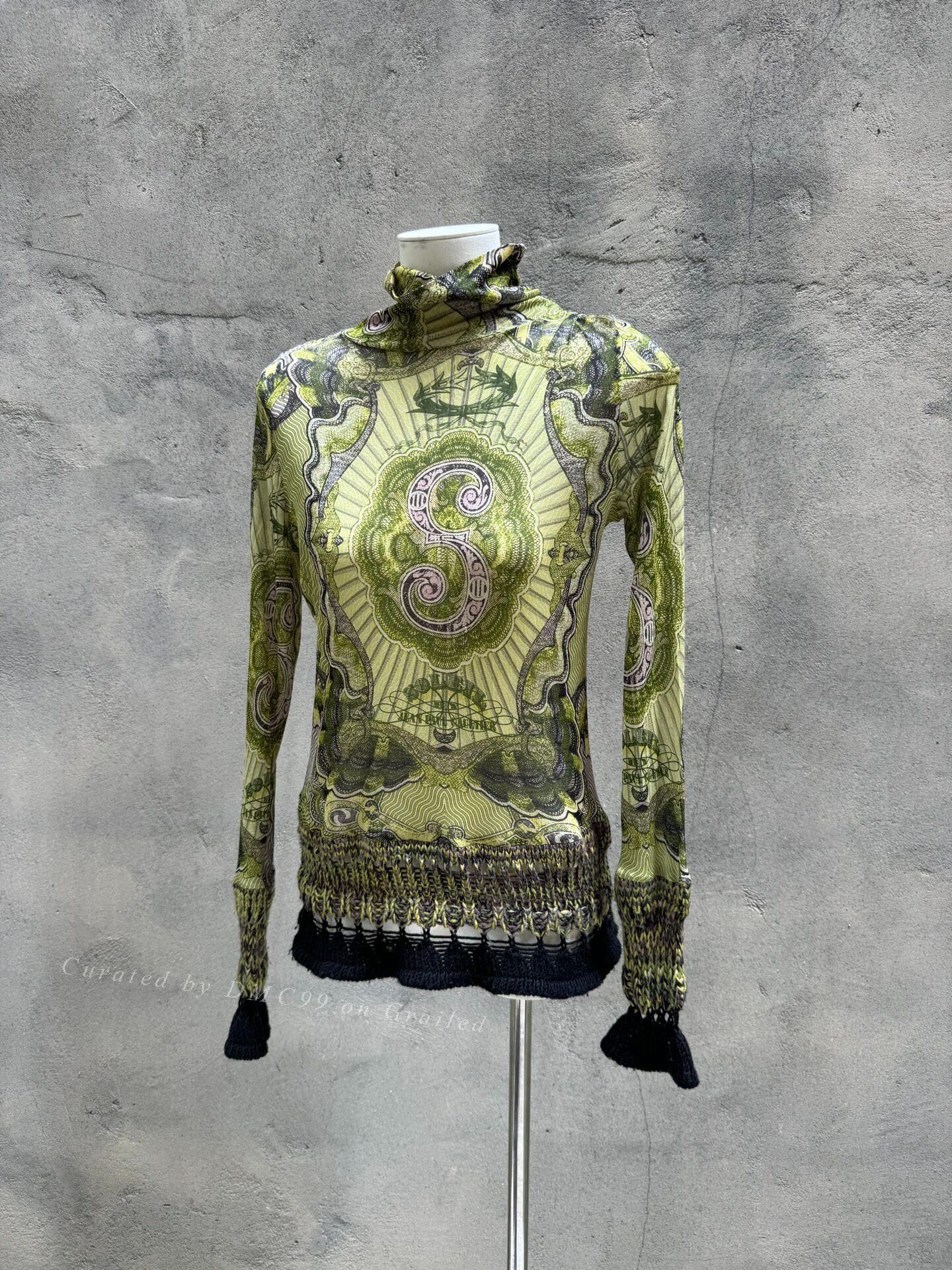Jean Paul Gaultier Jean Paul Gaultier Green Dragon Mesh Shirt Size US S / EU 44-46 / 1 - 1 Thumbnail