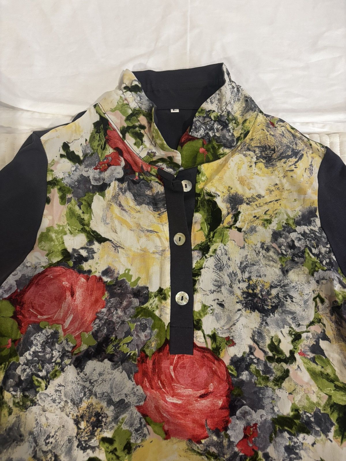 Other Floral & gray Blouse.wt711 Size L / US 10 / IT 46 - 2 Thumbnail