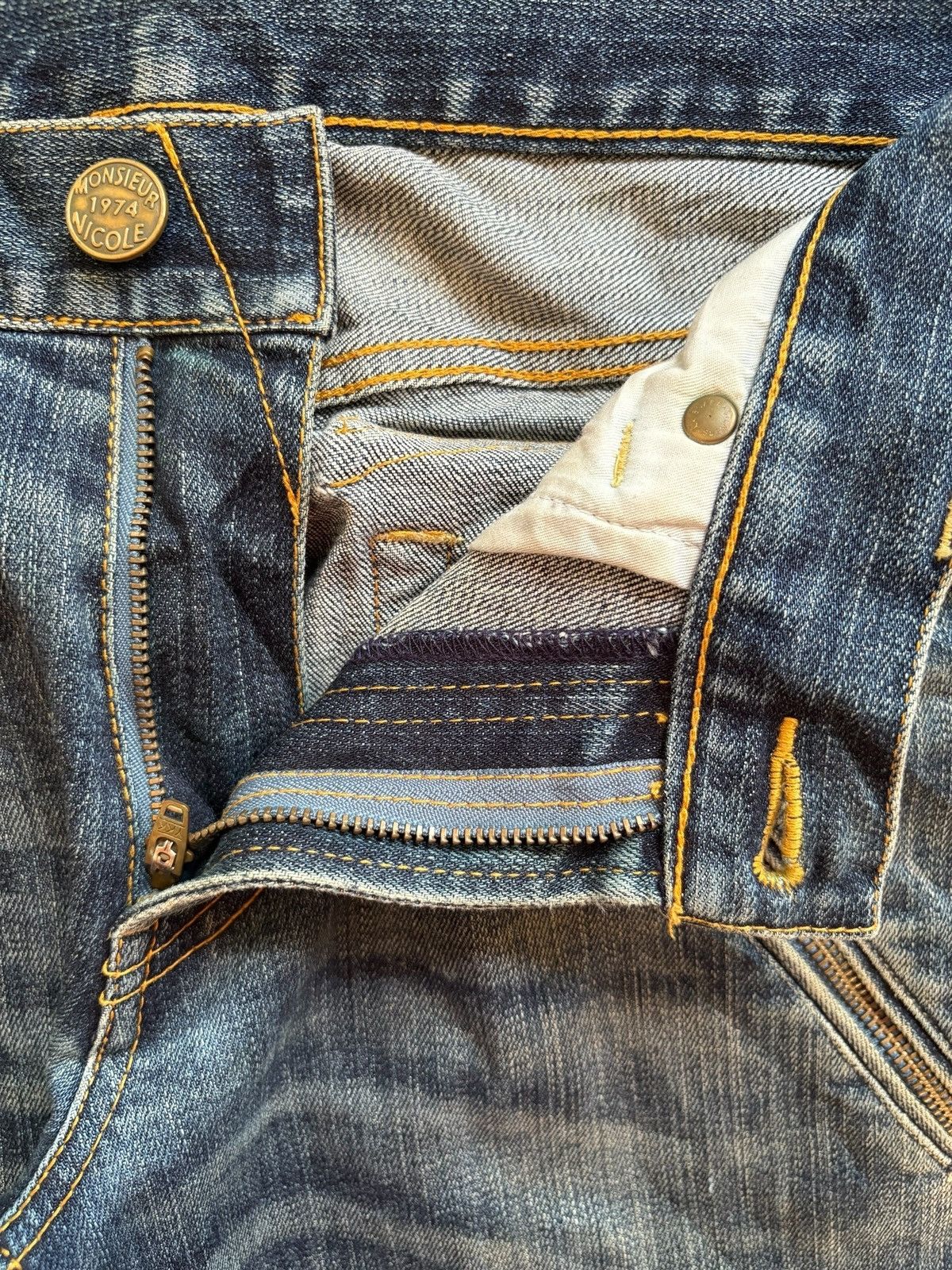 Designer × Japanese Brand Vintage Monsieur Nicole Tactical Mud Wash Distress Rip Jean Size US 31 - 9 Thumbnail