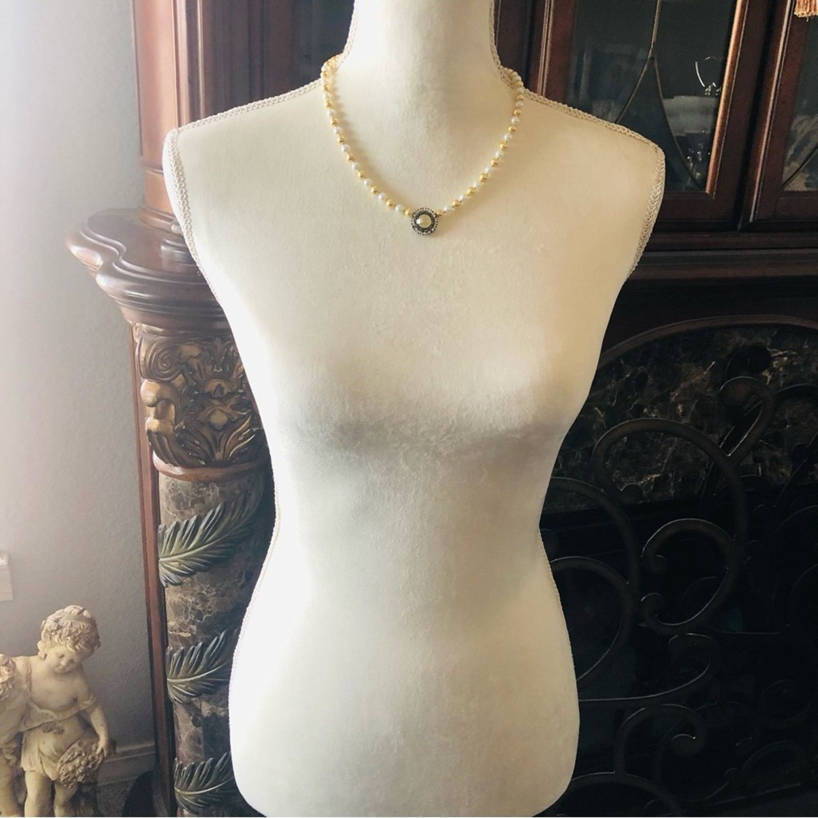 Handmade Handcrafted repurpose citrine pendant Pearl necklace Size ONE SIZE - 6 Thumbnail