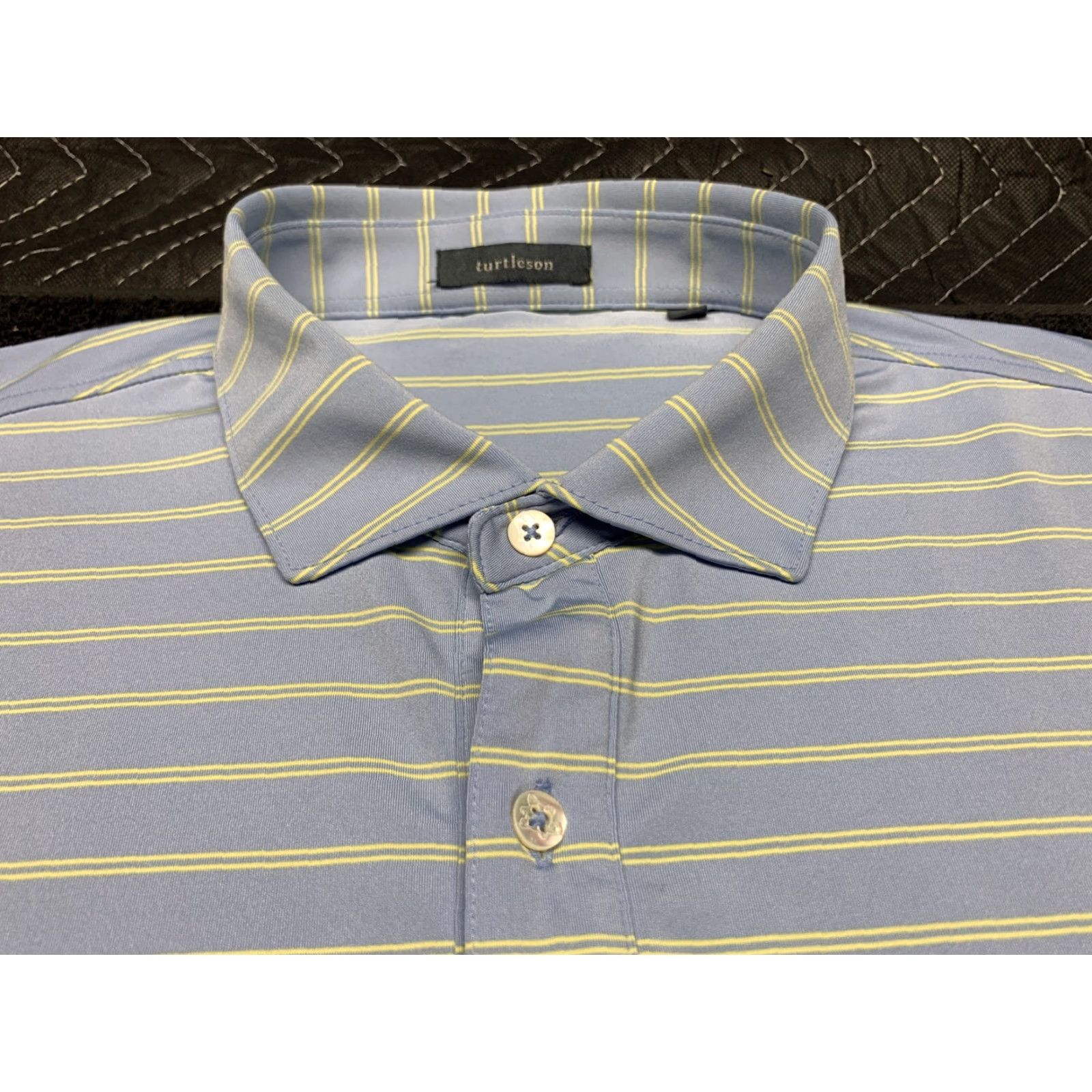 Vintage VINTAGE Turtleson Golf Polo Shirt Blue Yellow Stripe Short Sleeve Adult XL Athletic Mens Size US XL / EU 56 / 4 - 3 Thumbnail