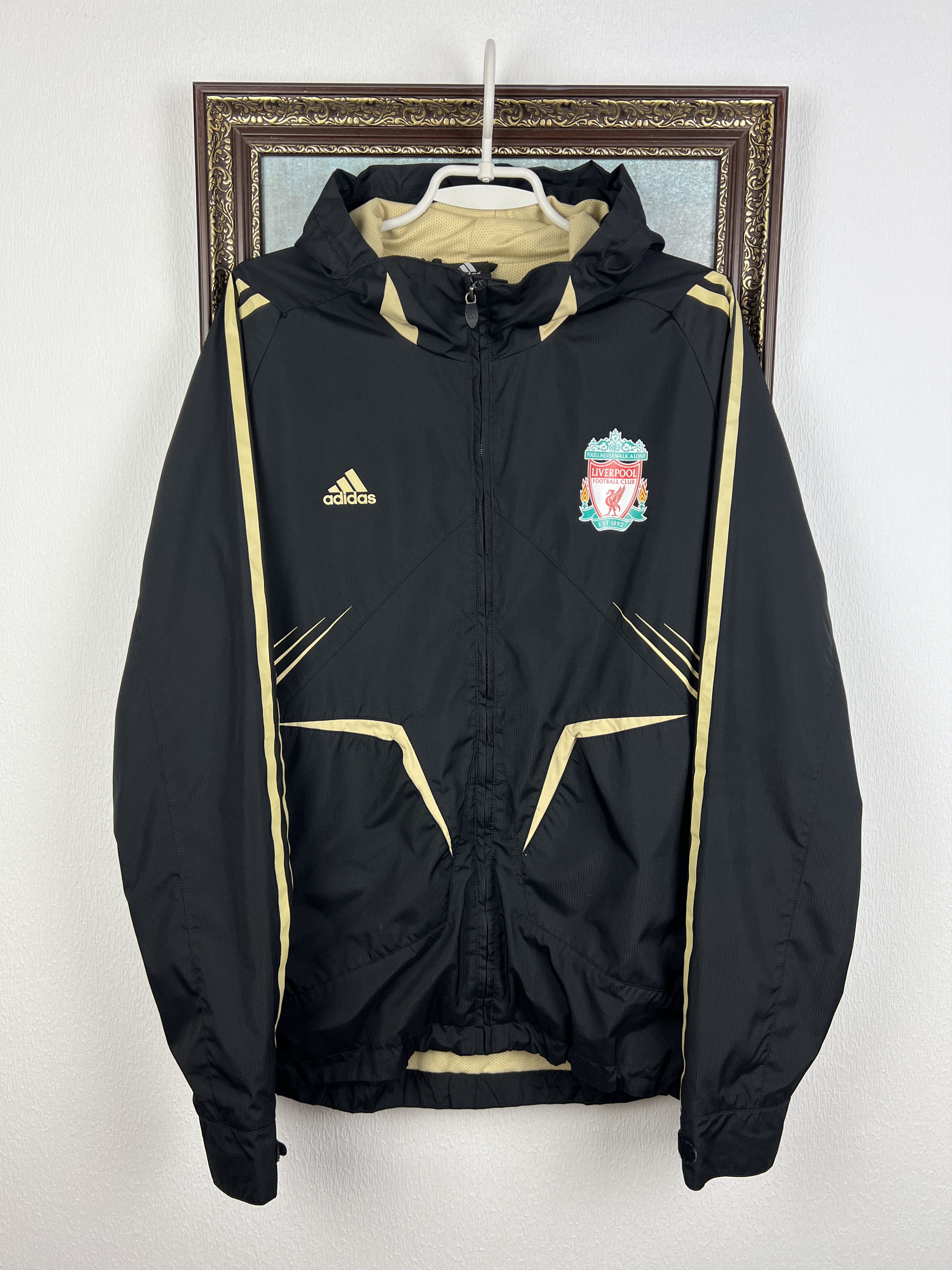 Adidas Liverpool Football Hooded Jacket Soccer Track Top Zip Size US XL / EU 56 / 4 - 1 Thumbnail