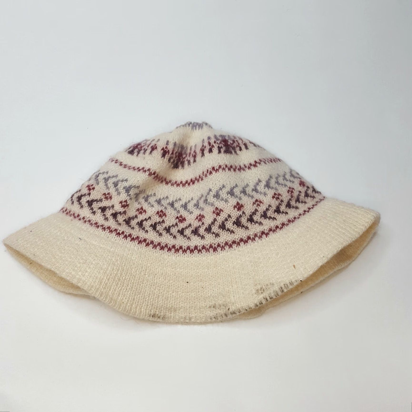 Vintage Vintage Women's 80s Knit Brim Bucket Hat Size Medium M White Winter Cap Warm Size ONE SIZE - 7 Thumbnail