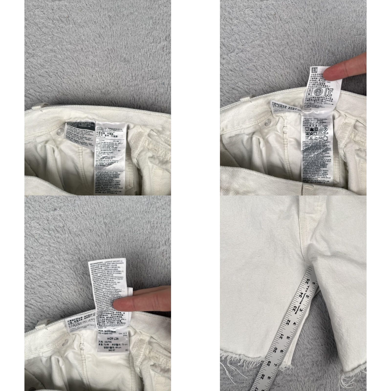 Levi's Levi's 501 Button-Fly Denim Shorts Bermuda Mens 29 White Distressed Pockets 5-Pocket Raw Hem Backyard Beach Casual Size US 29 - 8 Thumbnail