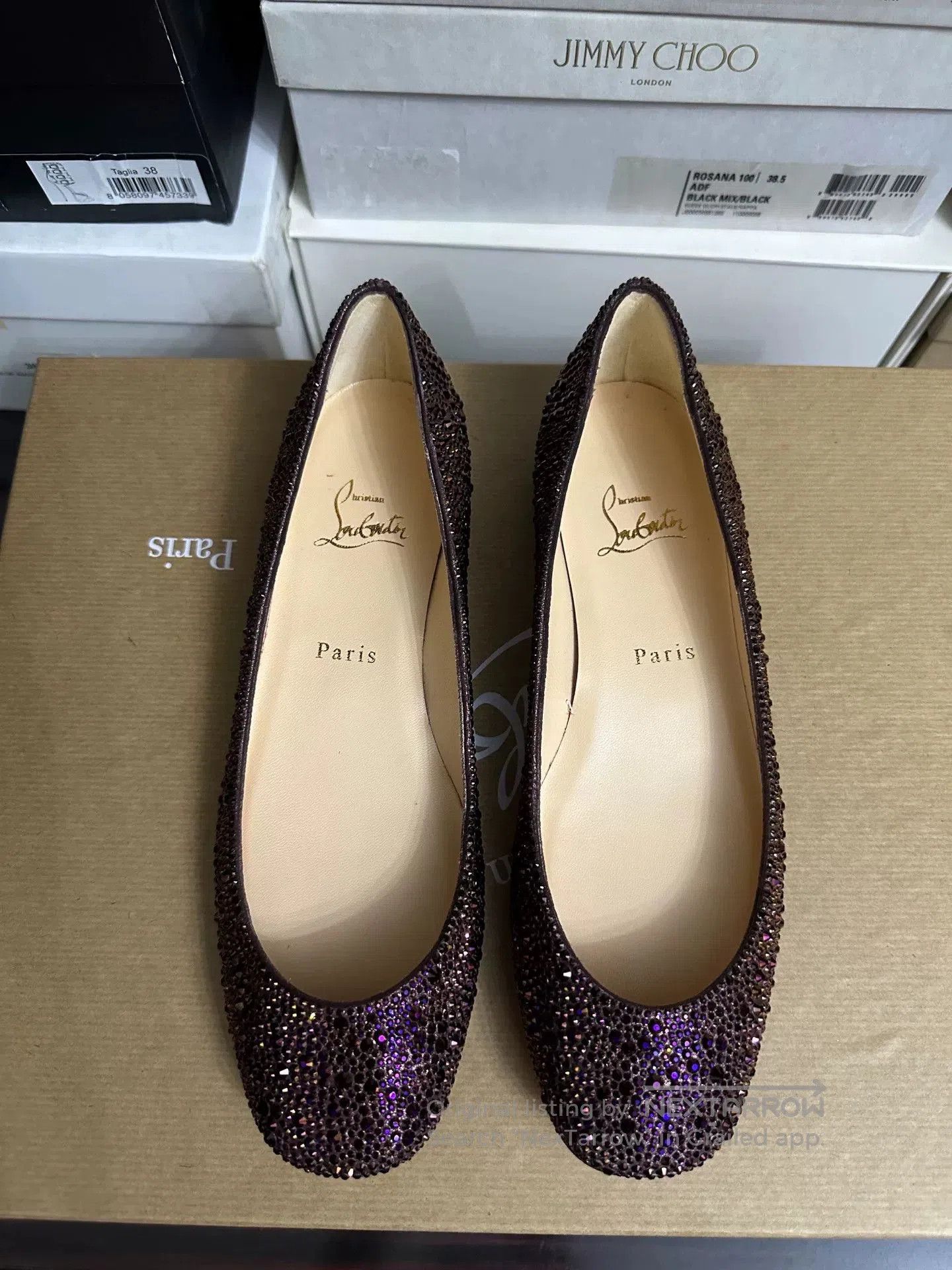 Christian Louboutin Christian Louboutin Full Diamond Red Sole Flats. Size US 8 / IT 38 - 1 Thumbnail
