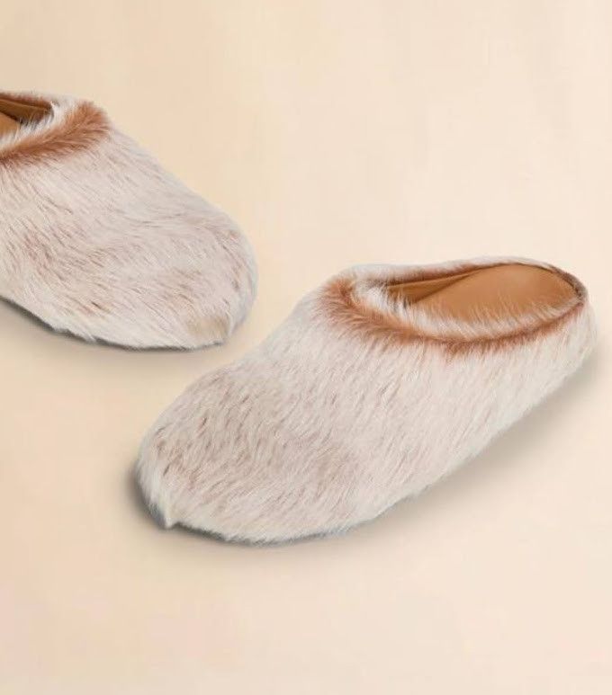 Marni o1w1db10326 Fussbett Calf-Hair Slippers in Brown/White Size US 12 / EU 45 - 2 Thumbnail