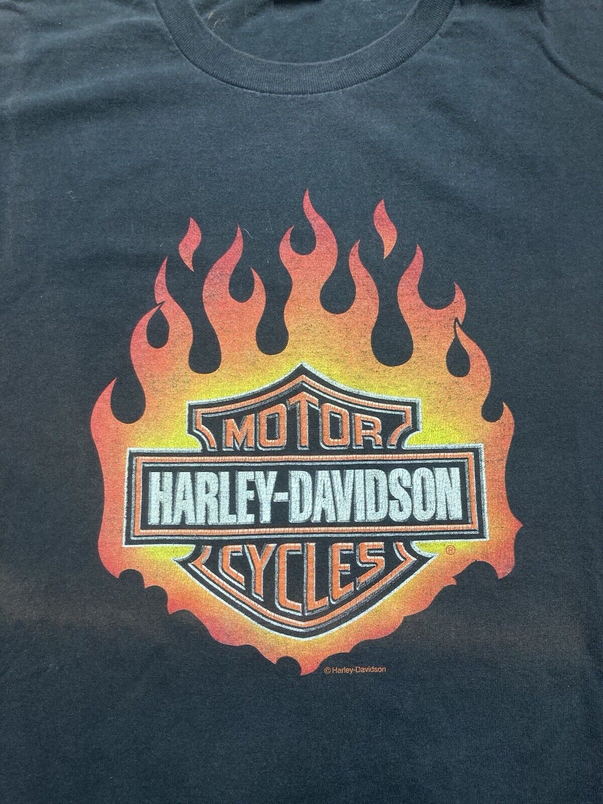 Harley Davidson × Vintage Vtg graphic t shirt Harley Davidson flames fire faded XXL Size US XXL / EU 58 / 5 - 2 Thumbnail