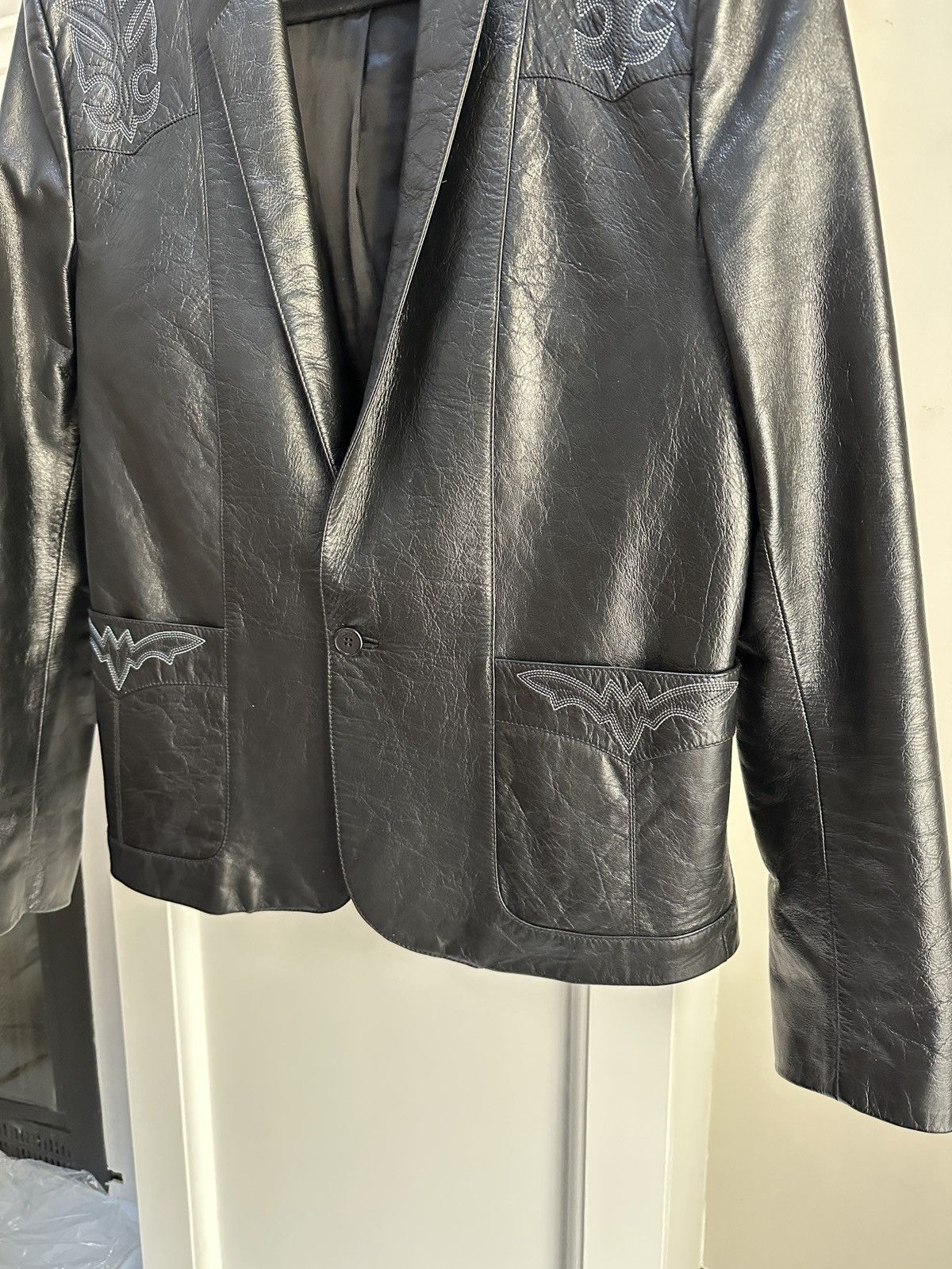 Saint Laurent Paris SS19 Leather Jacket Blazer Western Detail Size US M / EU 48-50 / 2 - 3 Thumbnail