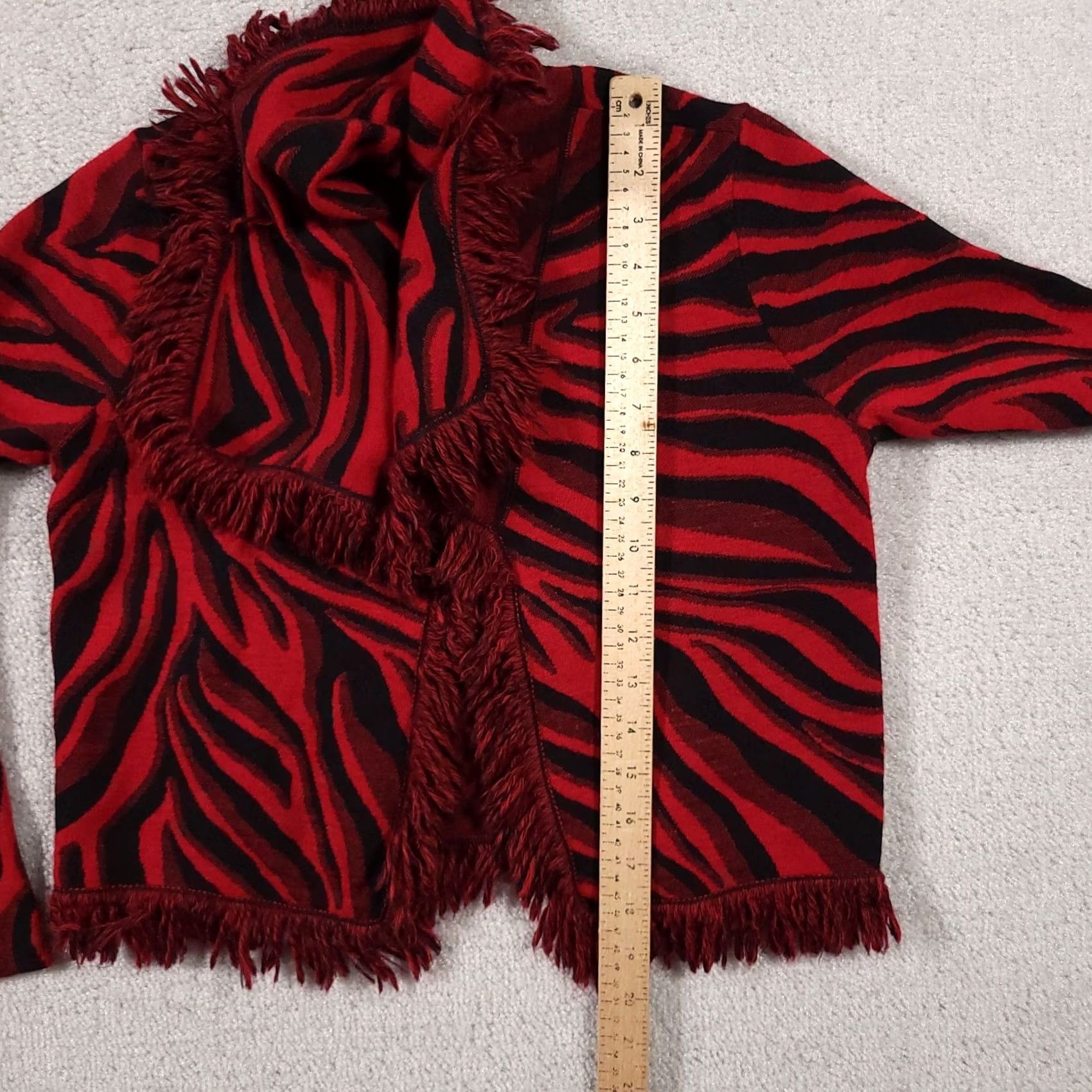 Vintage VINTAGE Chico's Cardigan Women's Small Size 0 Wool Blend Fringe Open Front Sweater Red Size S / US 4 / IT 40 - 6 Thumbnail