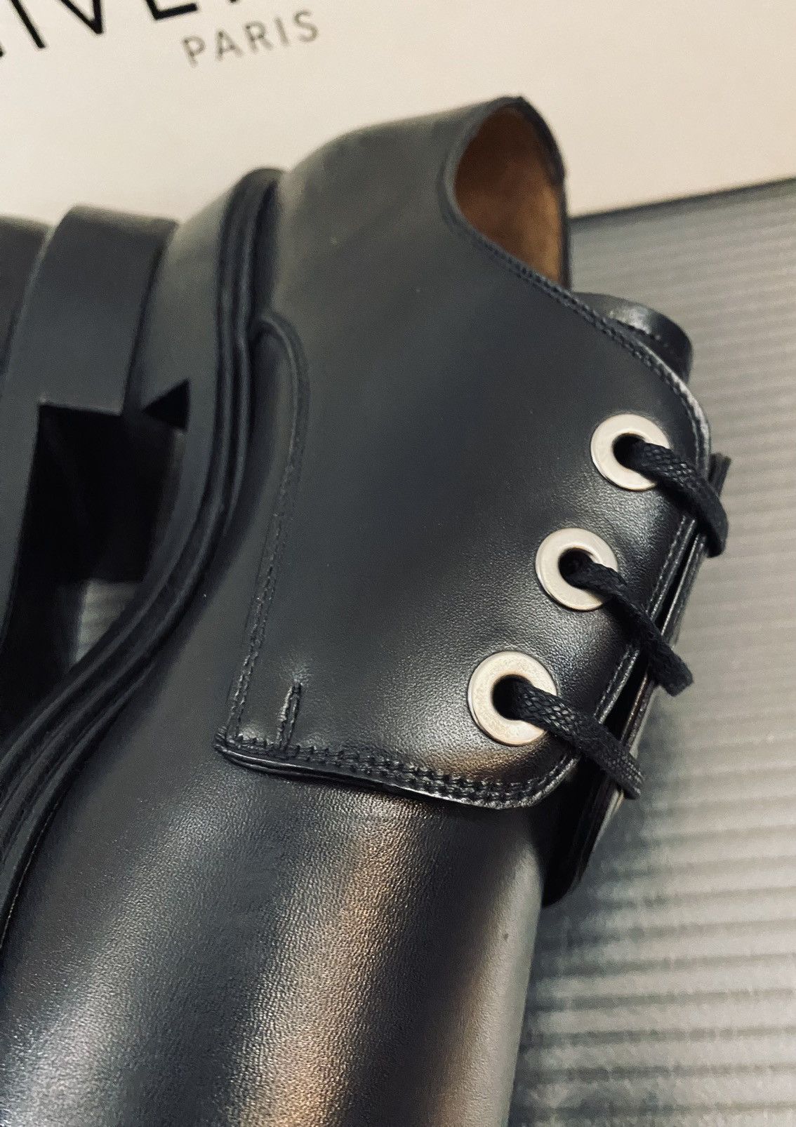 Givenchy Givenchy 🇮🇹 Paris black leather gun metal k line derby 43 NEW Size US 10 / EU 43 - 6 Thumbnail