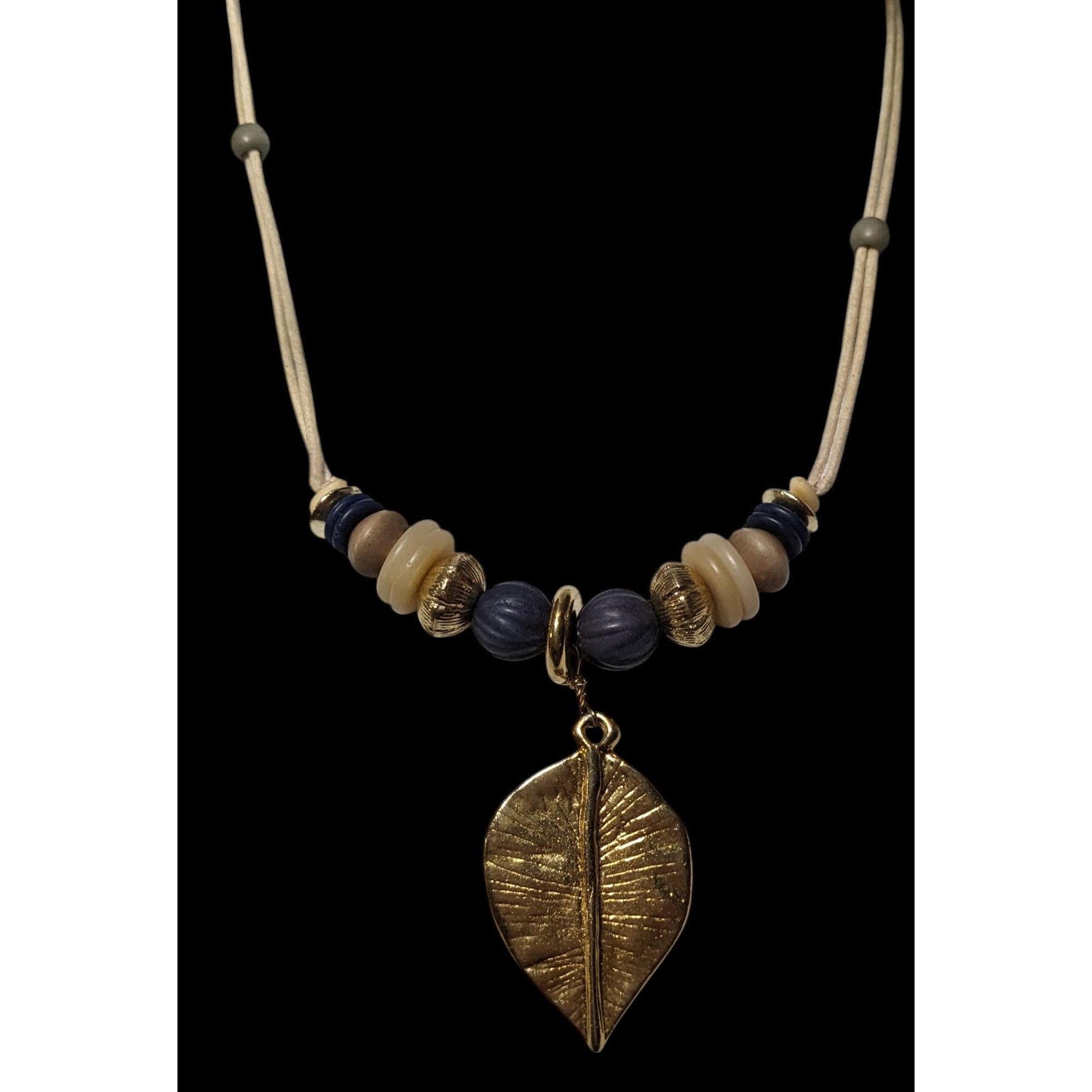 Other Hippie Bohemian Gold Tone Leaf Pendant Beaded Nature Inspire Size ONE SIZE - 4 Thumbnail