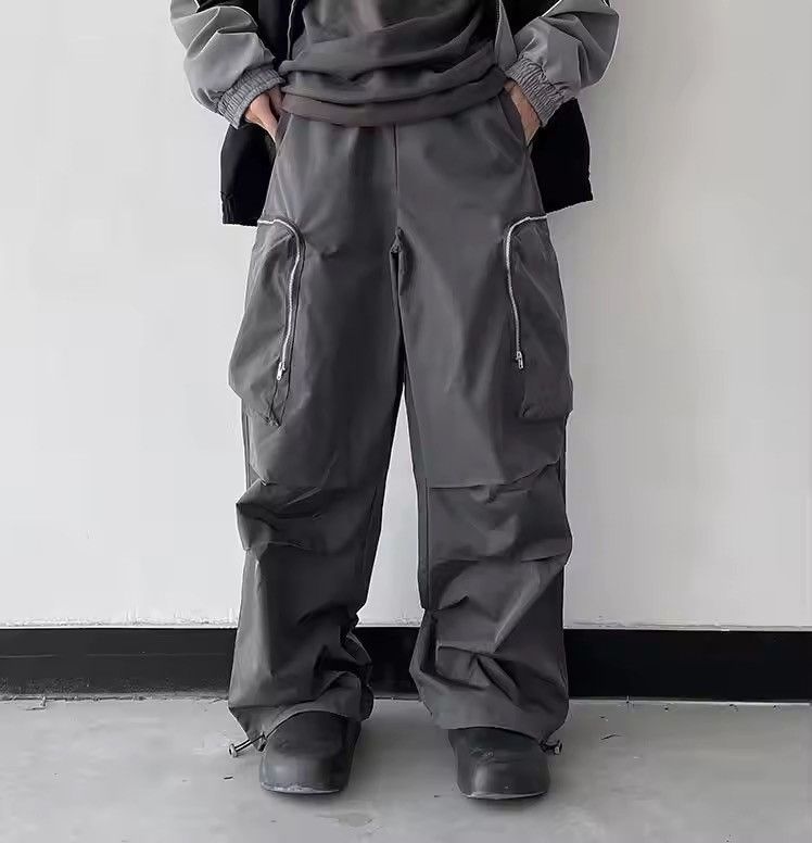 Japanese Brand Baggy Cargo Pants Straight Casual Harajuku Y2K Style Pockets Size US 31 - 1 Thumbnail