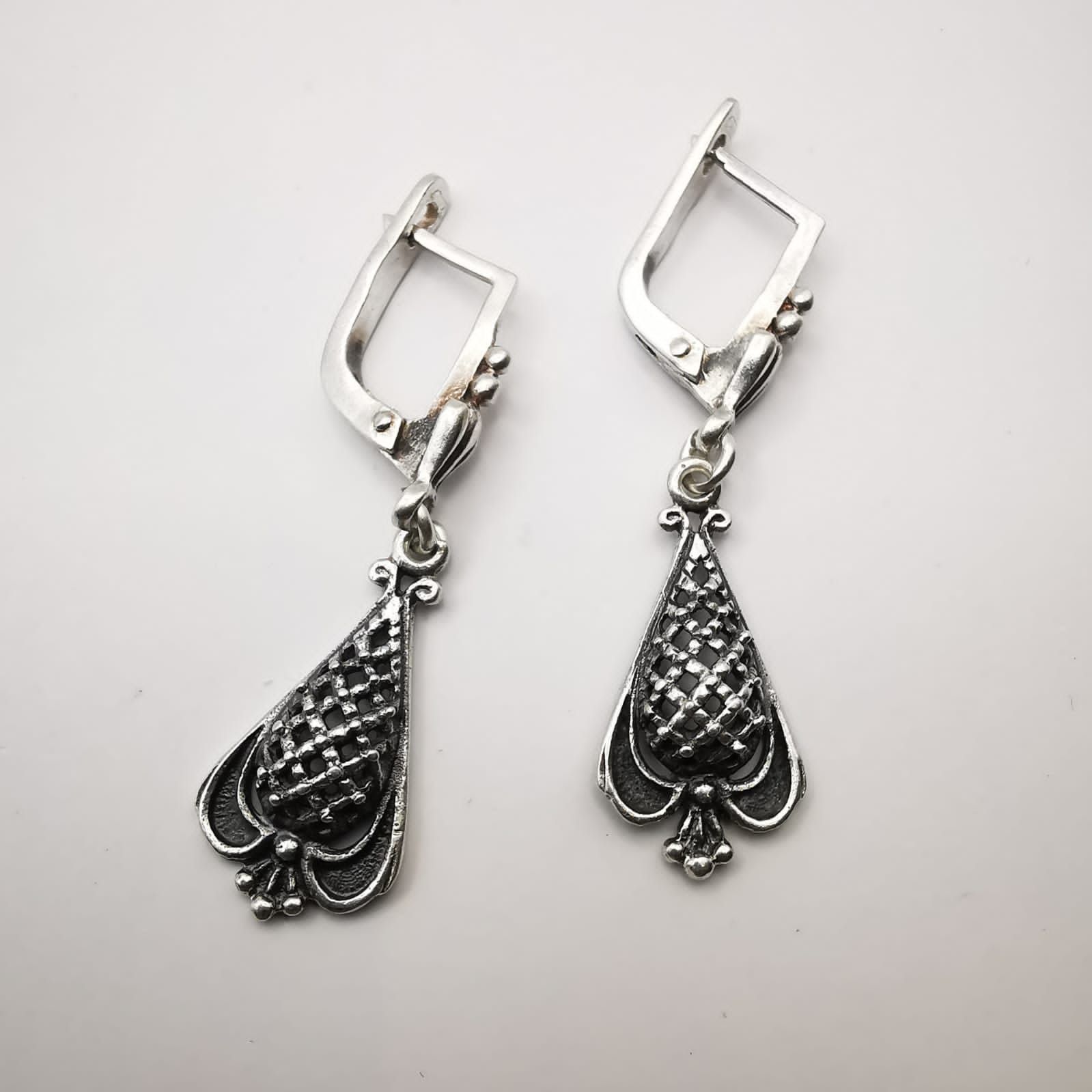 Vintage Vintage Filigree Women's 875 Silver Earrings Jewelry 4,6 g Size ONE SIZE - 1 Thumbnail