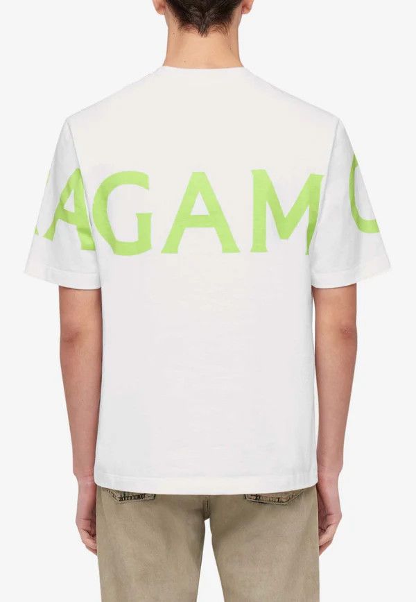 Salvatore Ferragamo o1s1rm0126 Graphic Logo T-Shirt in White/Green Size US XL / EU 56 / 4 - 3 Thumbnail