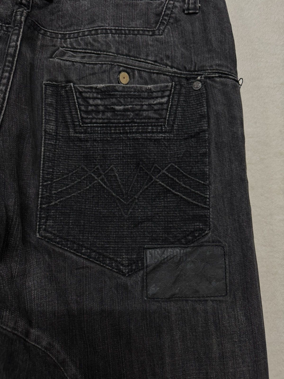 Tornado Mart VINTAGE 2000s JAPANESE FISHBONE BLACK MULTI-POCKET RARE Size US 35 - 14 Thumbnail