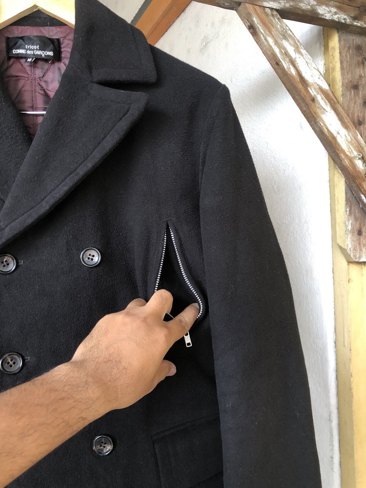 Comme des Garcons 🥷 Comme des Garcons Fleece Winter Pea Coat Jacket Size M / US 6-8 / IT 42-44 - 10 Thumbnail