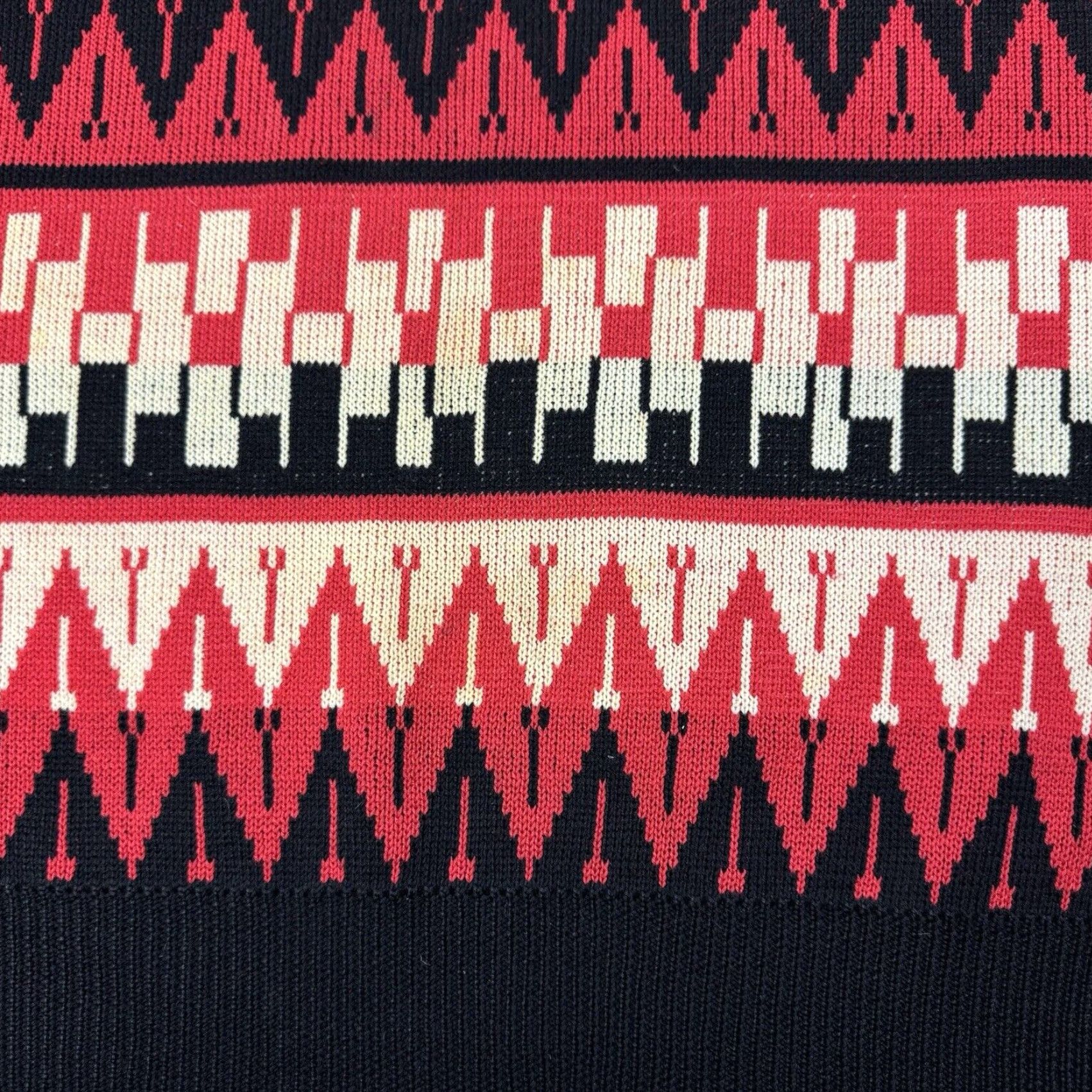 Neiman Marcus VINTAGE 80s Neiman Marcus Wool Sweater XL Red Geometric Abstract Pattern Western Classic Pullover Mens Size US XL / EU 56 / 4 - 4 Thumbnail