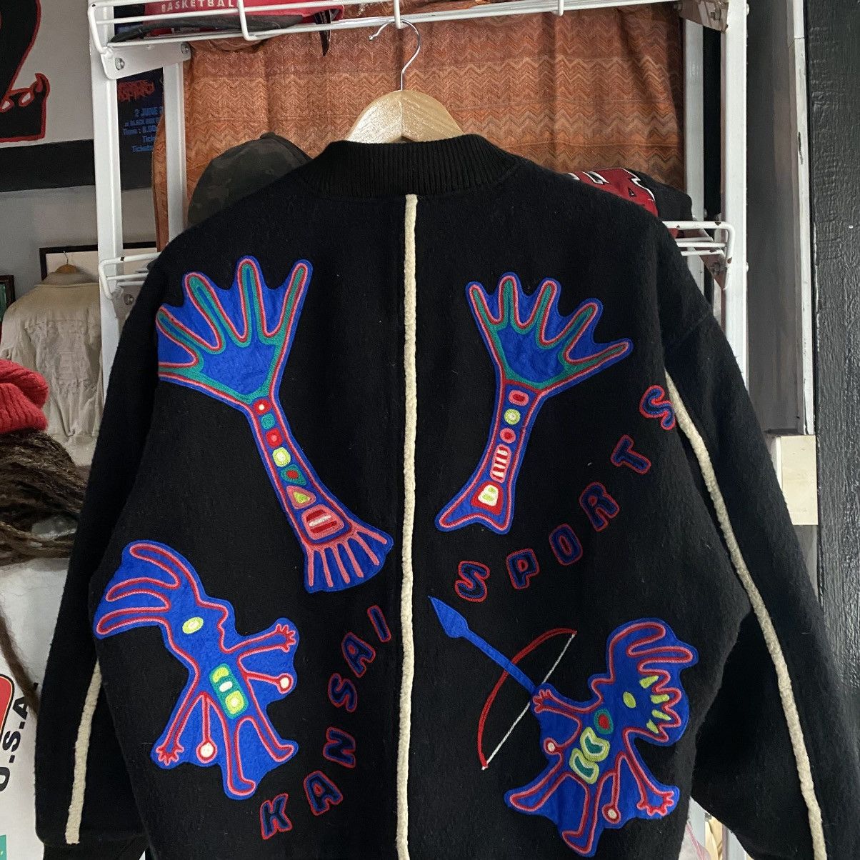 Kansai Yamamoto Vtg 90s Kansai Yamamoto "BASARA" Graphic Wool Bomber Jacket Size US S / EU 44-46 / 1 - 4 Thumbnail