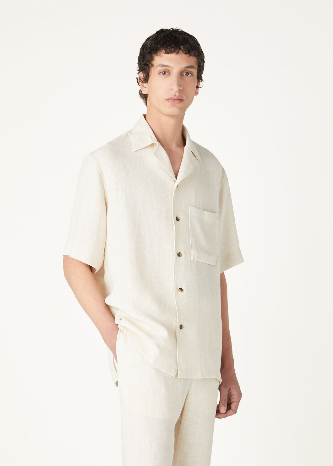 Loro Piana o1w1db10725 FAΟ7683 Federico Linen Shirt in Ivory Size US S / EU 44-46 / 1 - 4 Thumbnail