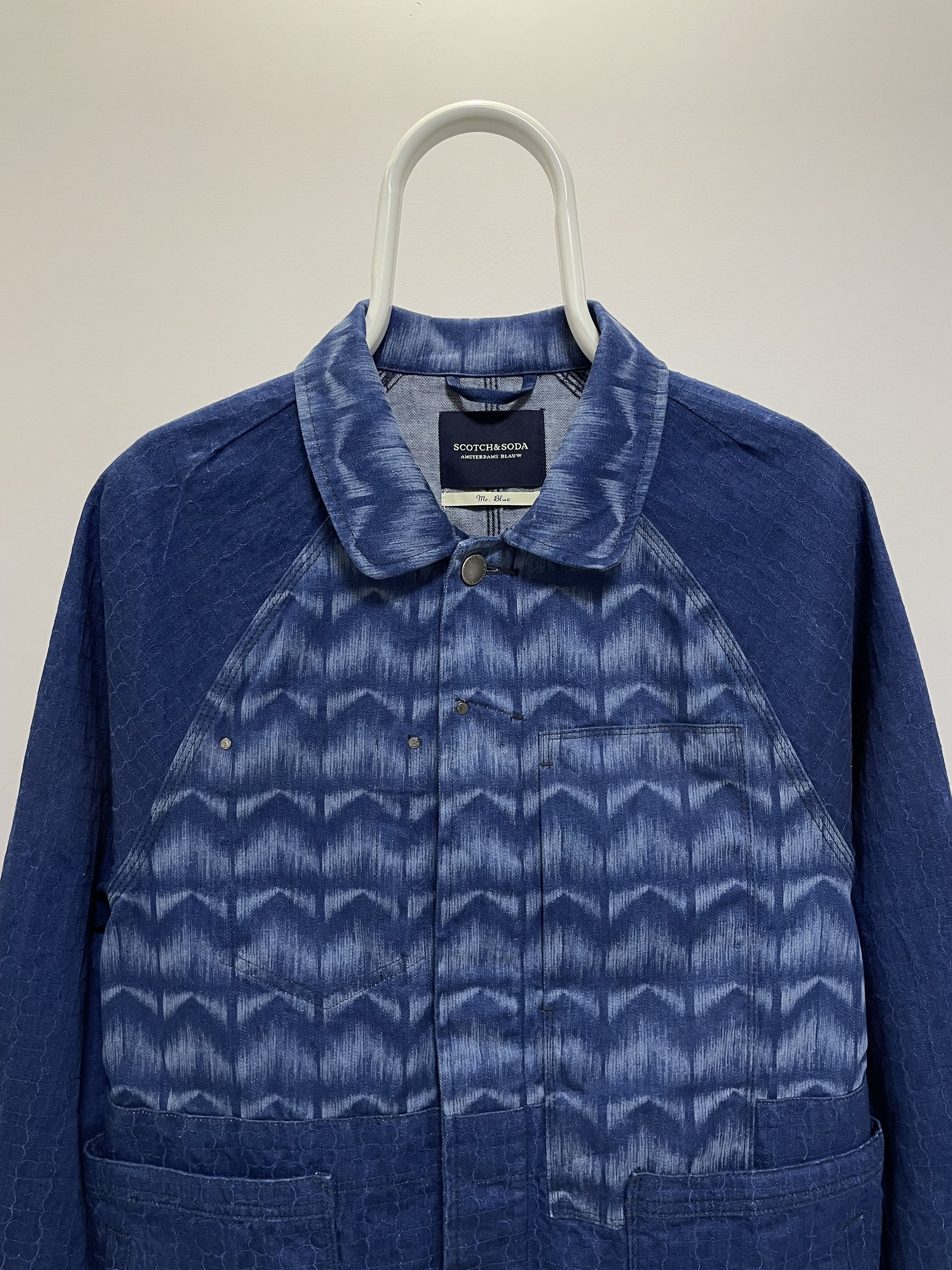 Scotch & Soda SCOTCH & SODA Ams Radio Blauw Denim Jacket Mr. Blue Printed Size US L / EU 52-54 / 3 - 7 Thumbnail
