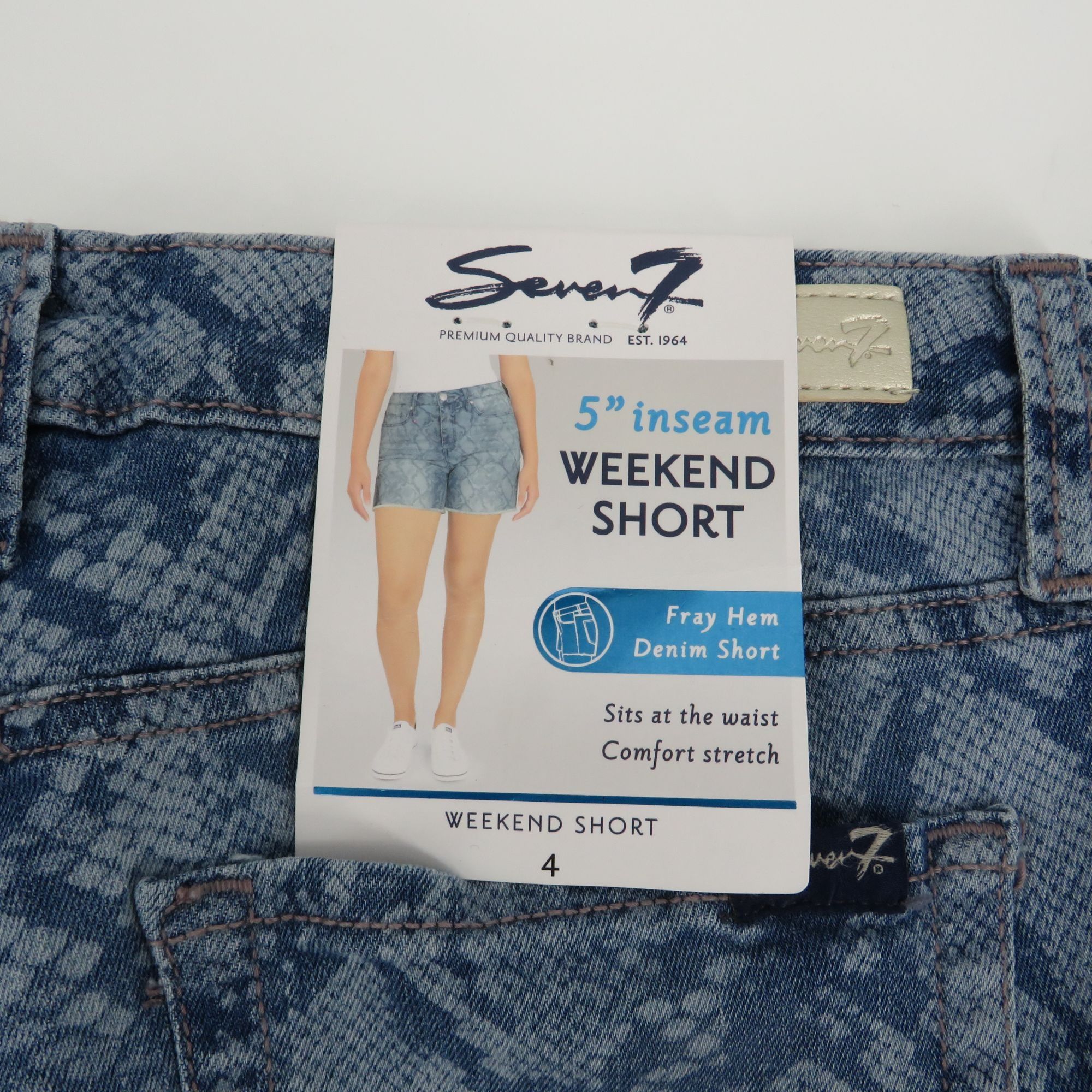Seven 7 Seven7 Womens 5" Inseam Weekend Denim Shorts Fray Hem Comfor Size 27" / US 4 / IT 40 - 3 Thumbnail