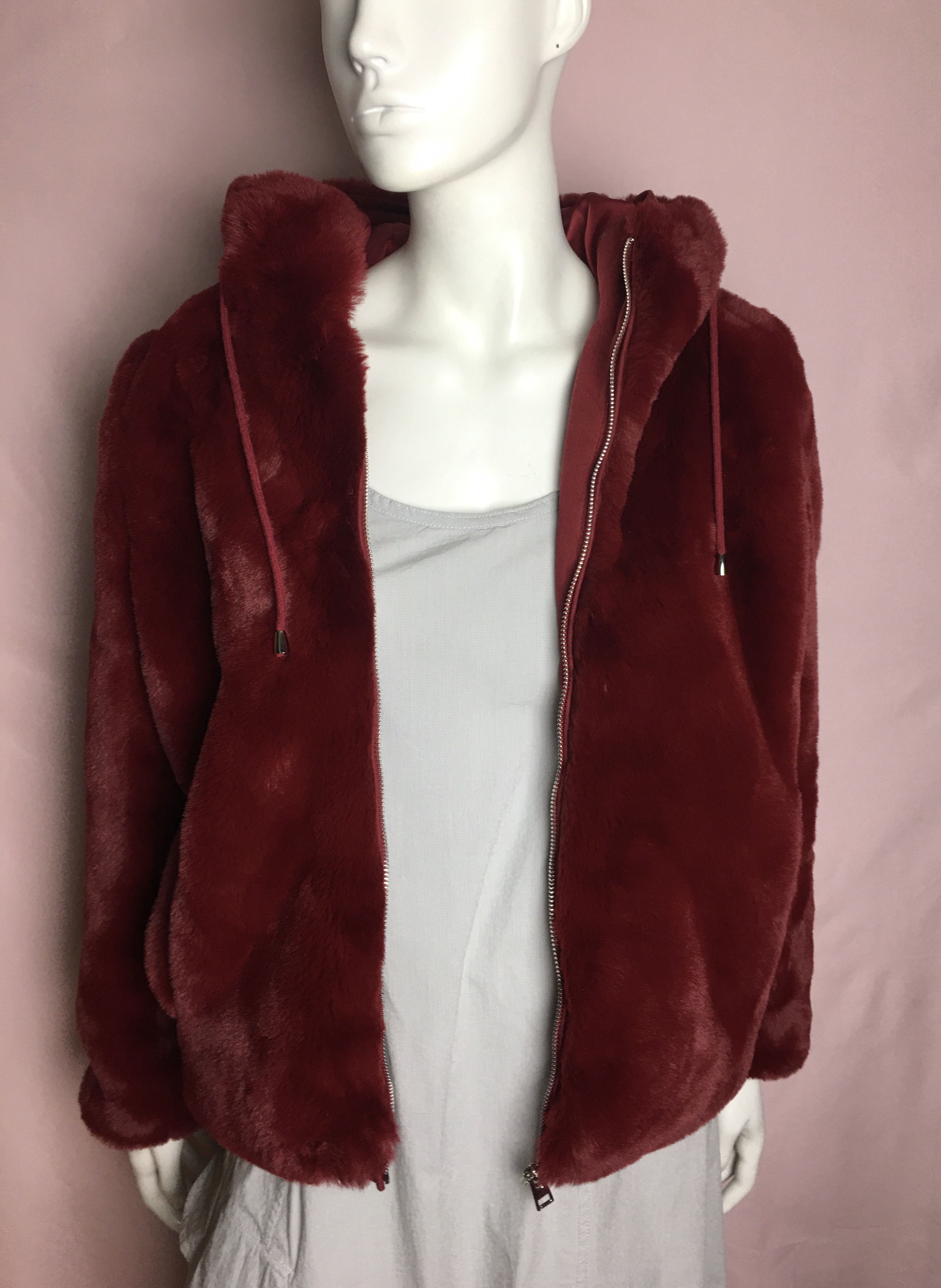 Maje MAJE Burgundy Faux Fur Jacket Size EU 36 Size S / US 4 / IT 40 - 5 Thumbnail