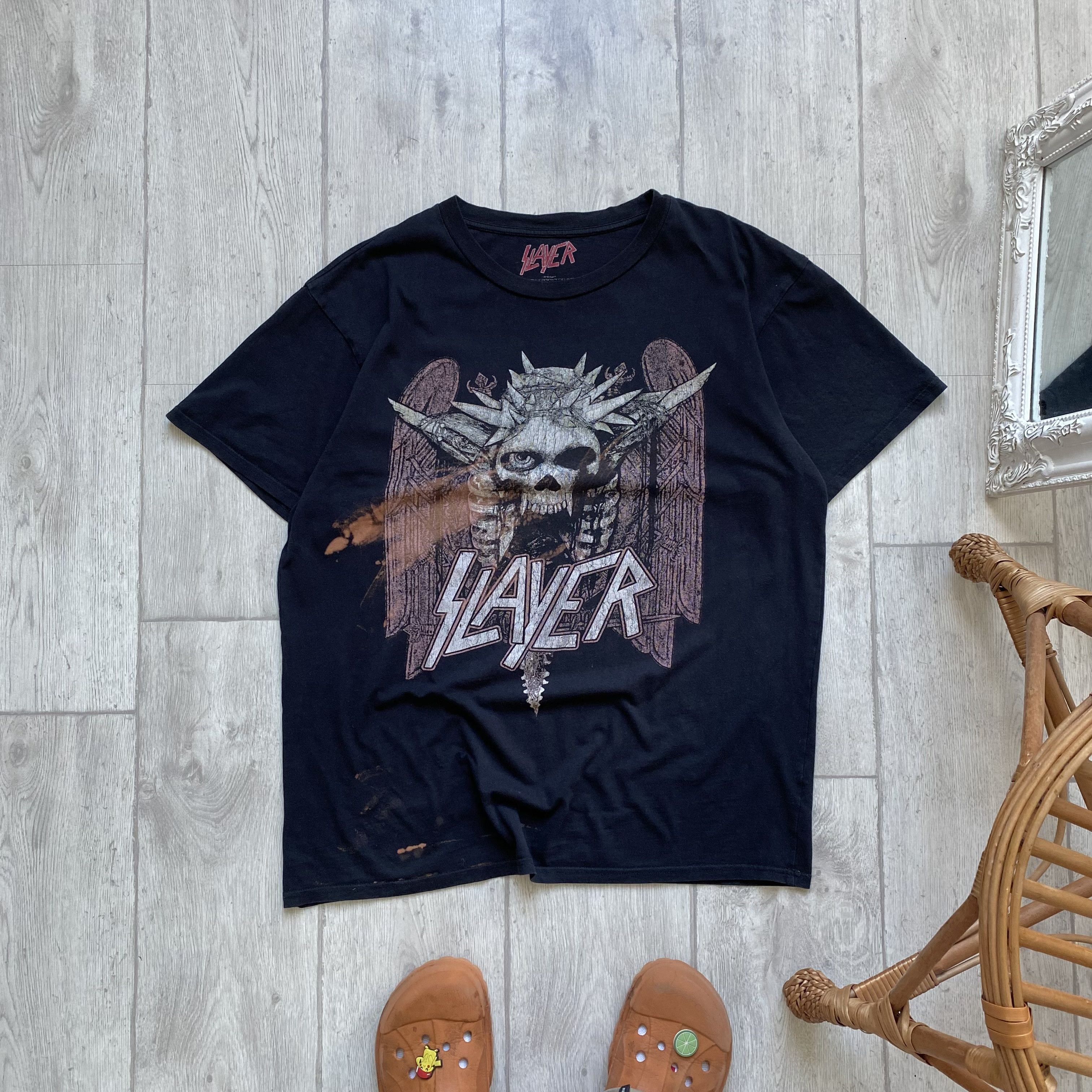 Band Tees 🎸 Trashed SLAYER Rock Tee Skull logo Heavy Metal Vintage Size US M / EU 48-50 / 2 - 1 Thumbnail