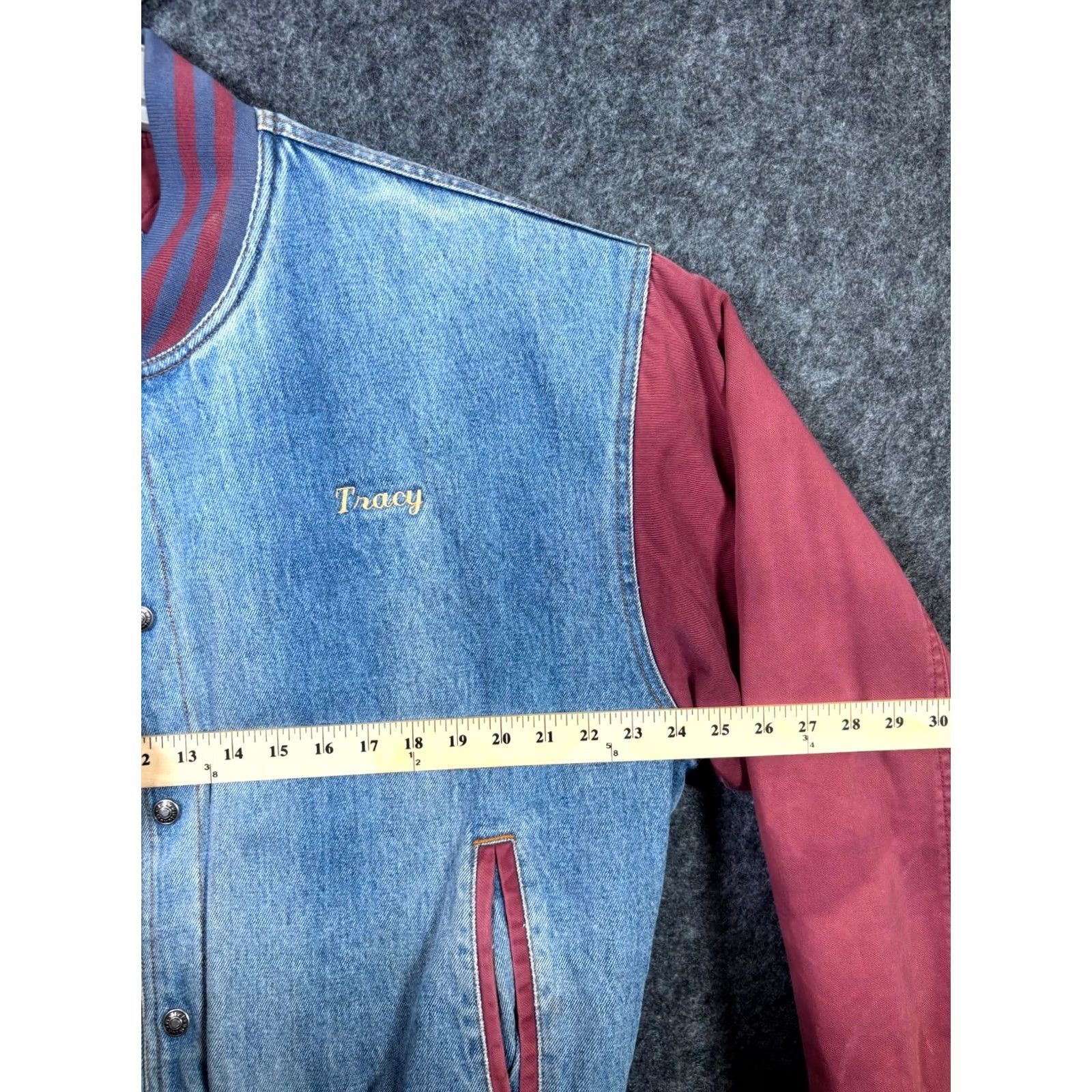 Vintage Tri-Mountain Mens L Varsity Jacket Blue Pink 100% Cotton Button Front Streetwear Jacket Size US L / EU 52-54 / 3 - 7 Thumbnail