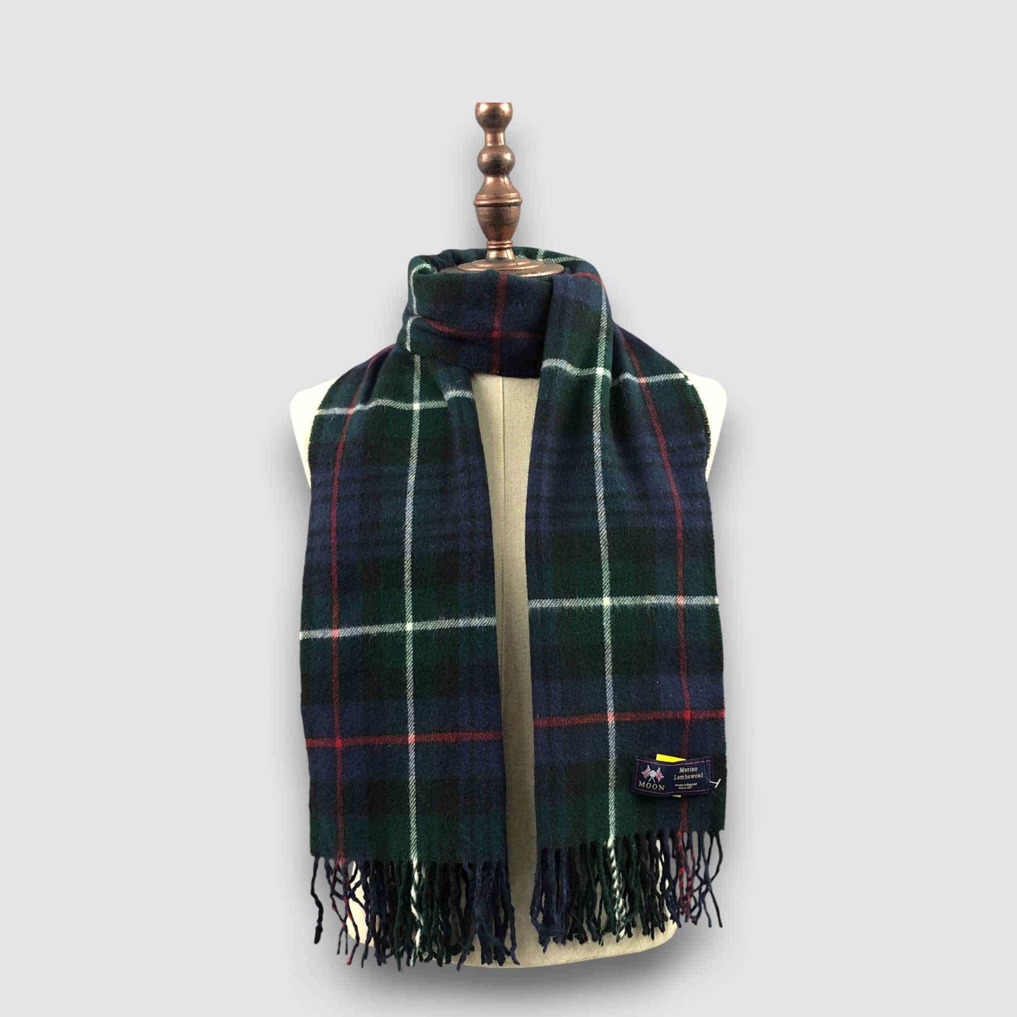 Vintage Vintage Moon Scarf Merino Wool Tartan Plaid Check Scarves Size ONE SIZE - 2 Thumbnail