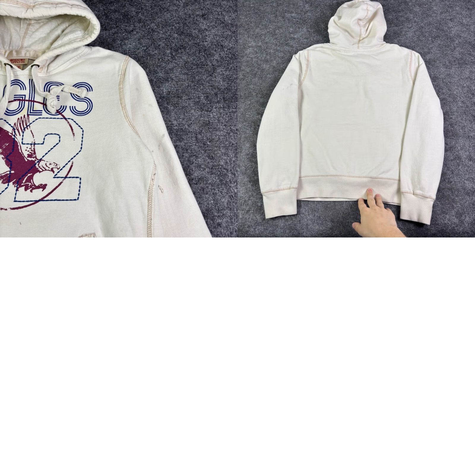 Mossimo Mossimo Supply Co Eagles 82 Graphic Hoodie Mens 2XL Sweatshirt Ivory/ Cream Graphic Print Hooded Pullover Size US XXL / EU 58 / 5 - 8 Thumbnail