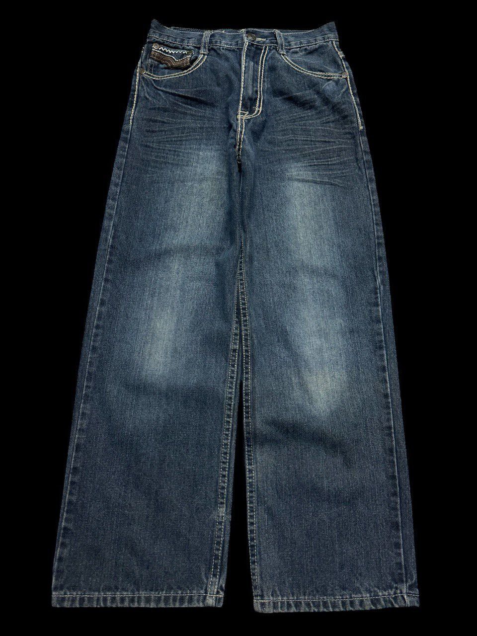 SUPER BAGGY 90s Style Fubu Mudwash Wide Studded Jeans