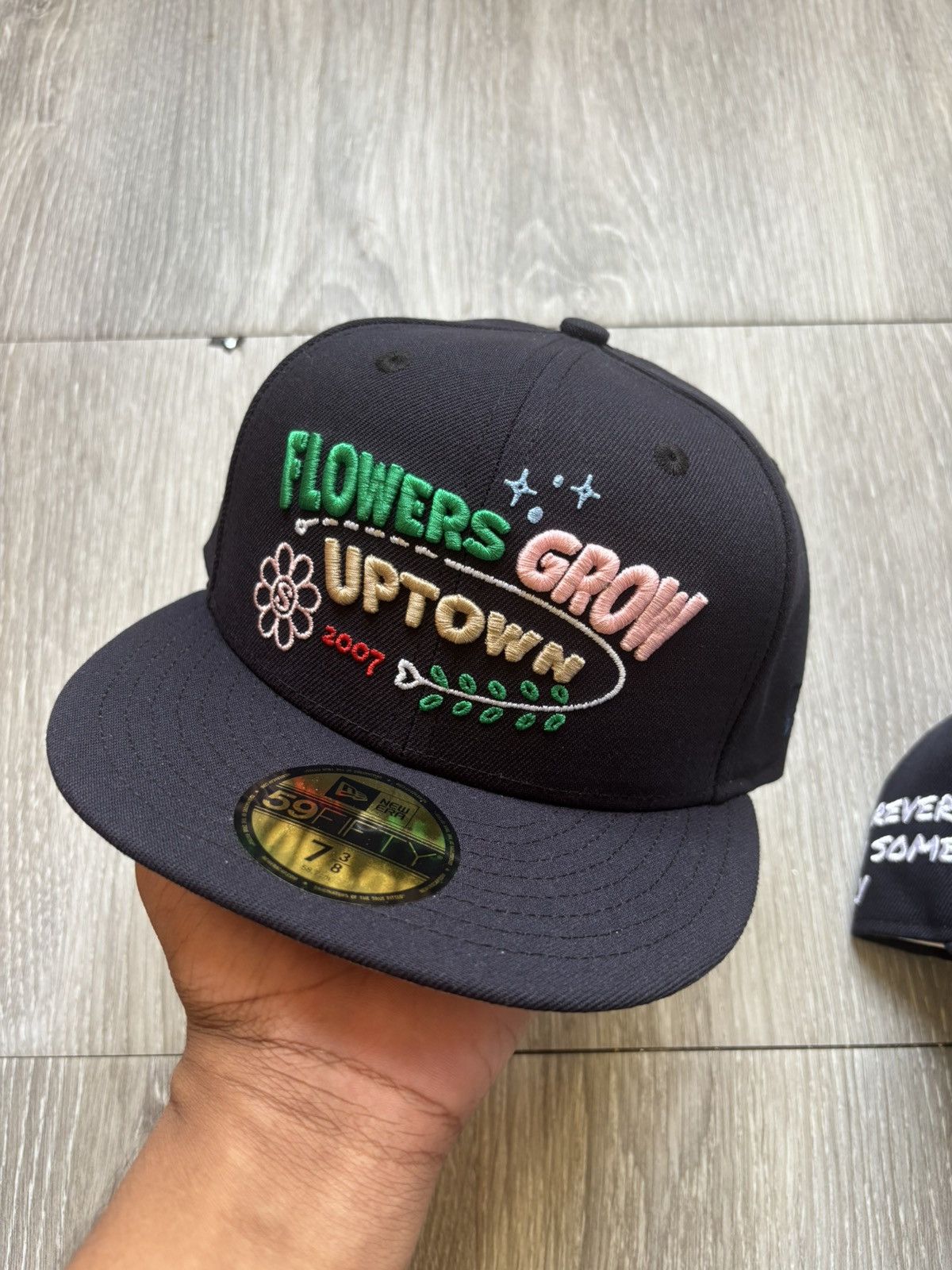 New Era Jae Tip Navy New Era Fitted Hat Uptown Grows Flowers Size ONE SIZE - 6 Thumbnail