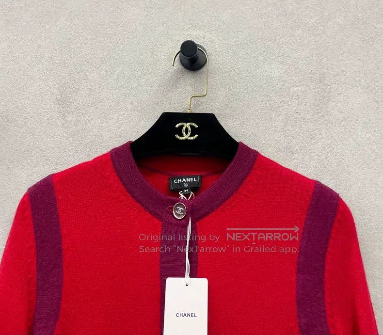 Chanel Chanel Red knitted cardigan coat Size XXS / US 00 / IT 34 - 4 Thumbnail