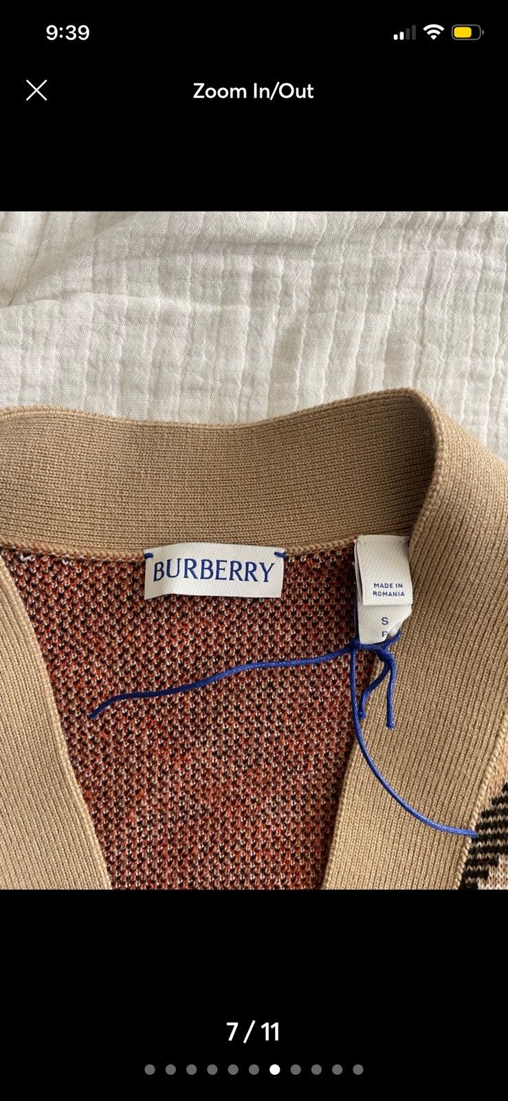 Burberry S Burberry Woman’s Oversized Fit Check Wool Blend Cardigan Size S / US 4 / IT 40 - 7 Thumbnail