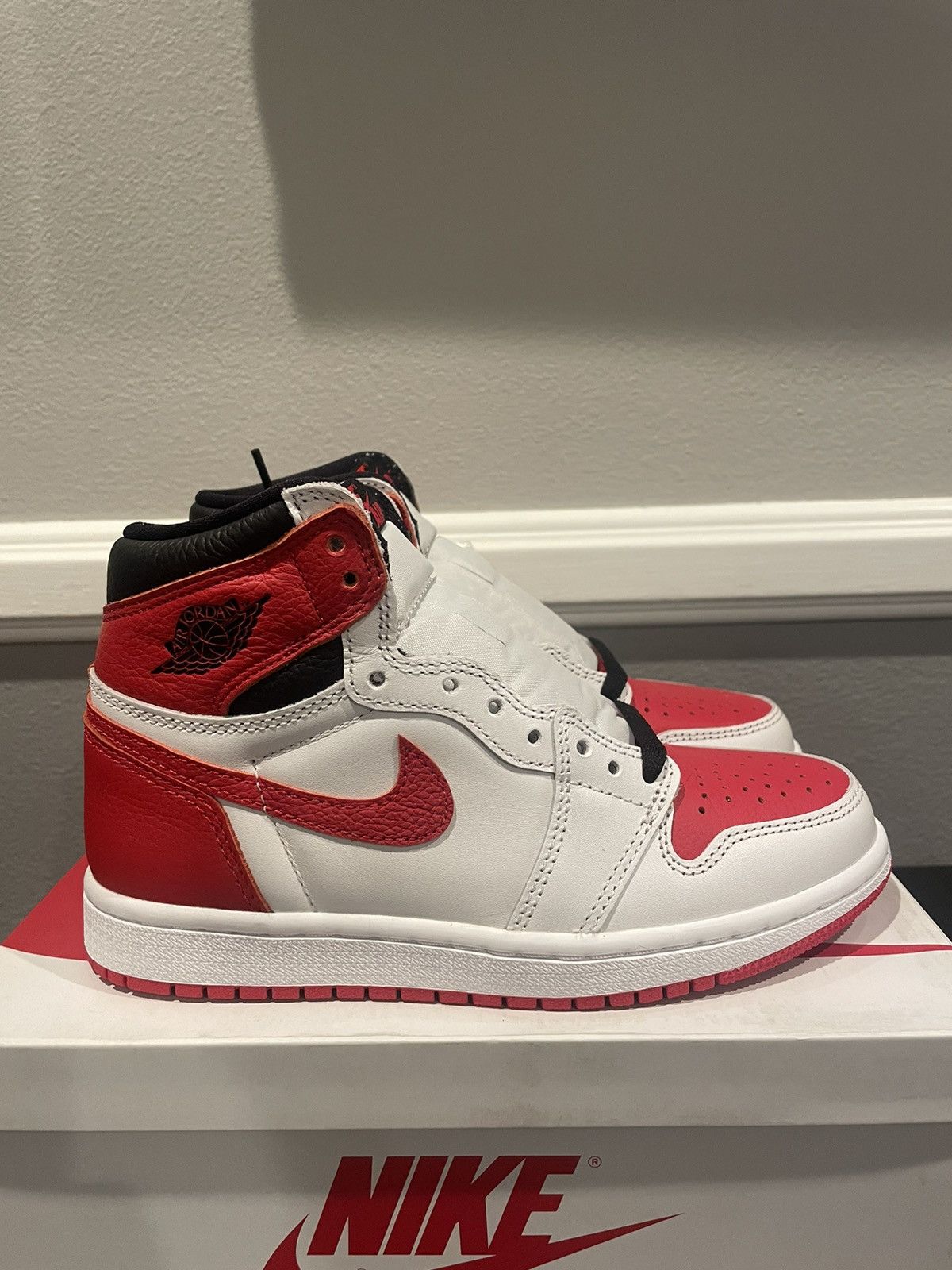 image of Jordan Nike Air Jordan 1 Retro High OG Heritage Shoes in White, Women's (Size 4)