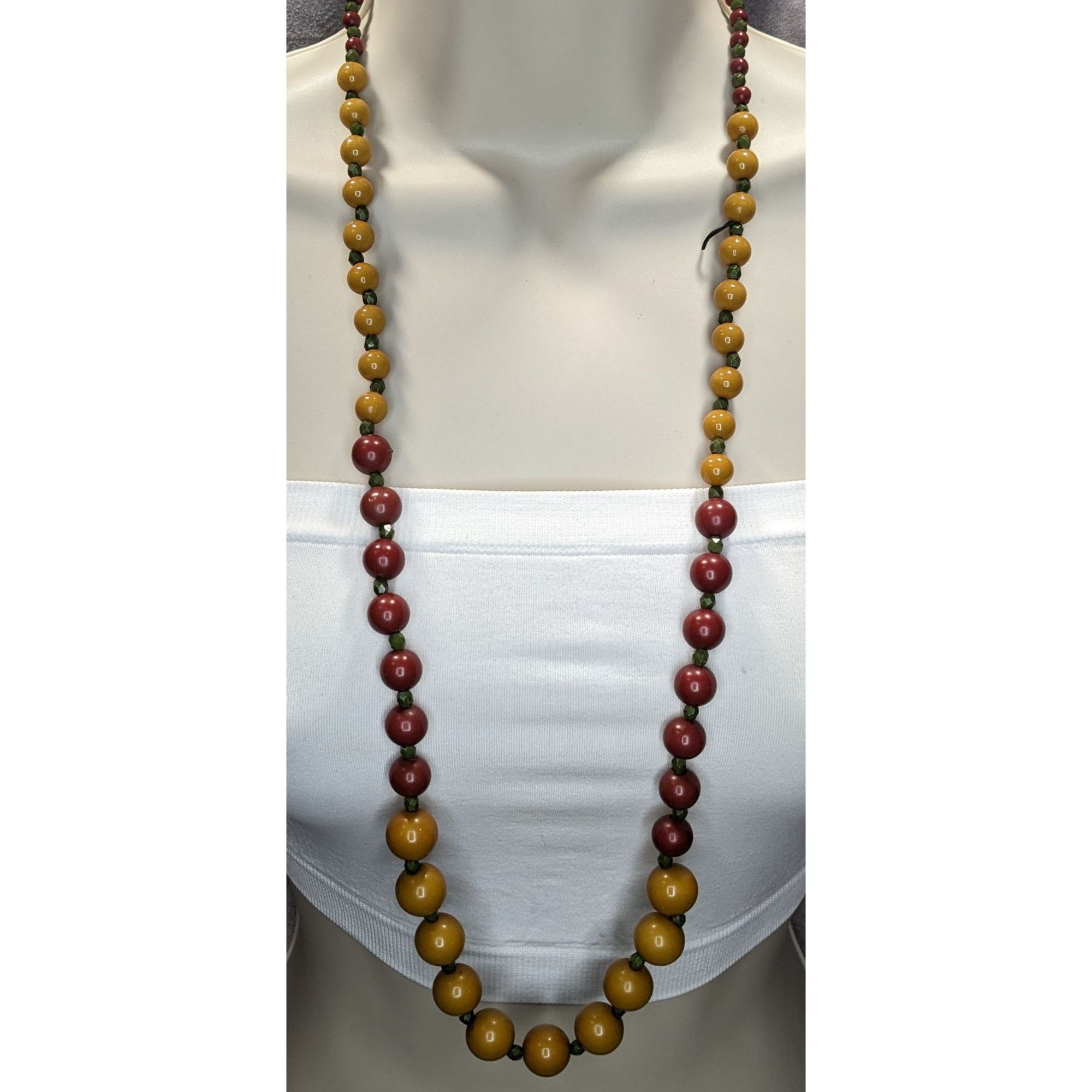 Other Vintage Bohemian Festival Necklace With Mustard & Burgundy B Size ONE SIZE - 2 Thumbnail