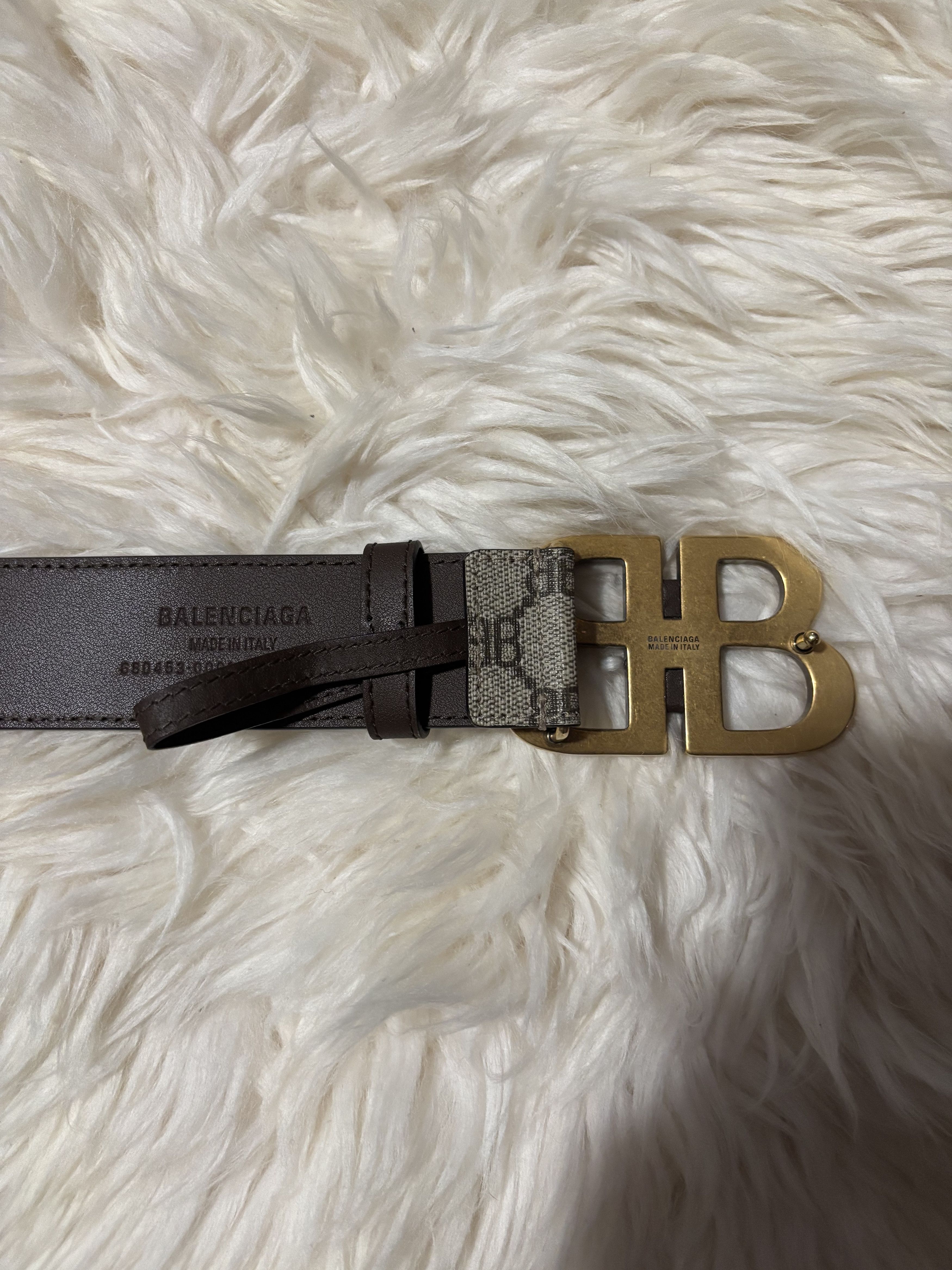 Balenciaga × Gucci HACKER PROJECT MONOGRAM BB BELT 85 Size 30 - 3 Thumbnail