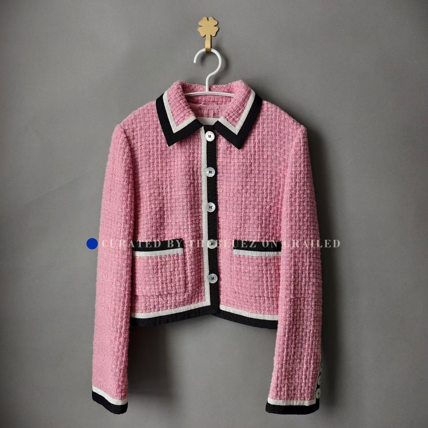 Miu Miu MIU MIU Pink Wool Knit Single-Breasted Coat Size S / US 4 / IT 40 - 1 Thumbnail