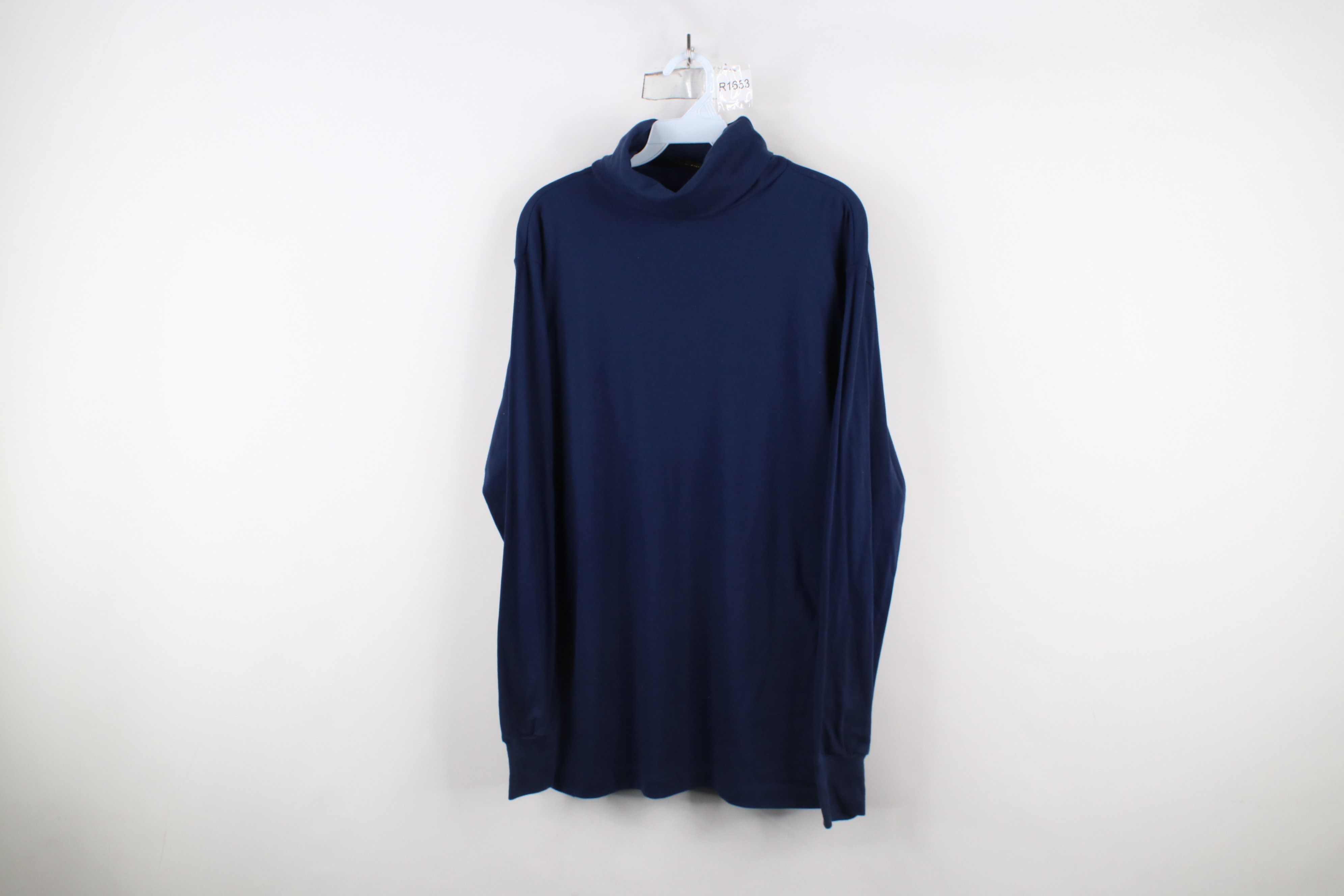 Vintage Vintage 90s Streetwear Long Sleeve Turtleneck T-Shirt Blue Size US XL / EU 56 / 4 - 1 Thumbnail