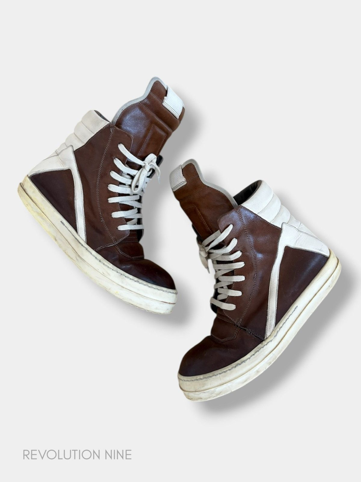 Rick Owens Rick Owens FW22 brown/milk leather geobasket Size US 8 / EU 41 - 2 Thumbnail
