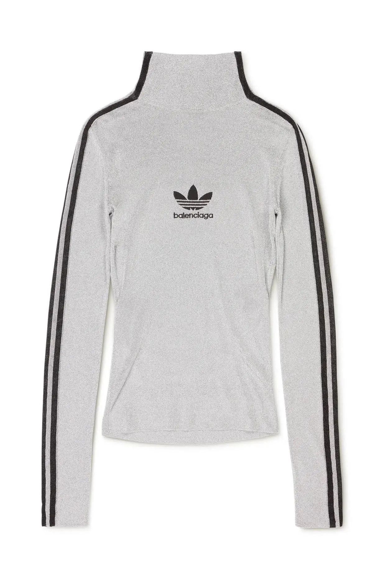 Adidas × Balenciaga o1w1db10824 Athletic Mock Neck in Silver Size XS / US 0-2 / IT 36-38 - 1 Thumbnail