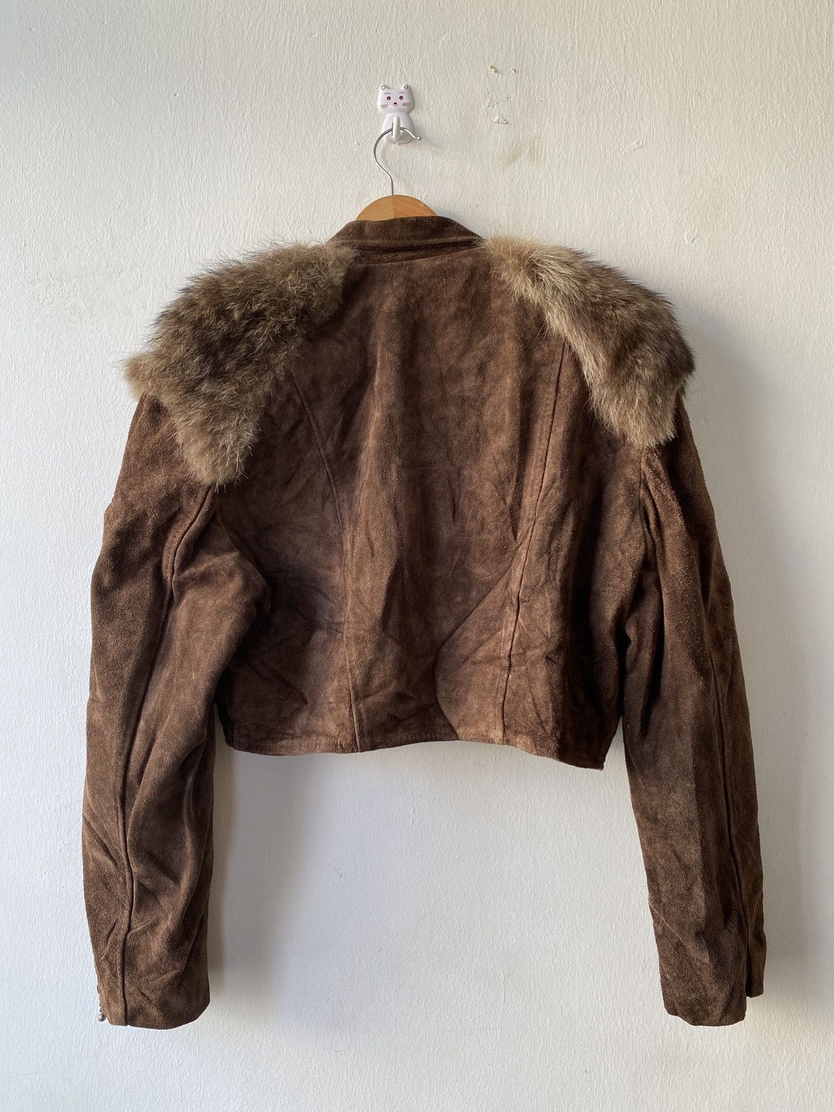 Le Grande Bleu (L.G.B.) × Seditionaries RARE!! Vintage Super Lovers Suede Leather Fur Cropped Jacket Size US M / EU 48-50 / 2 - 5 Thumbnail