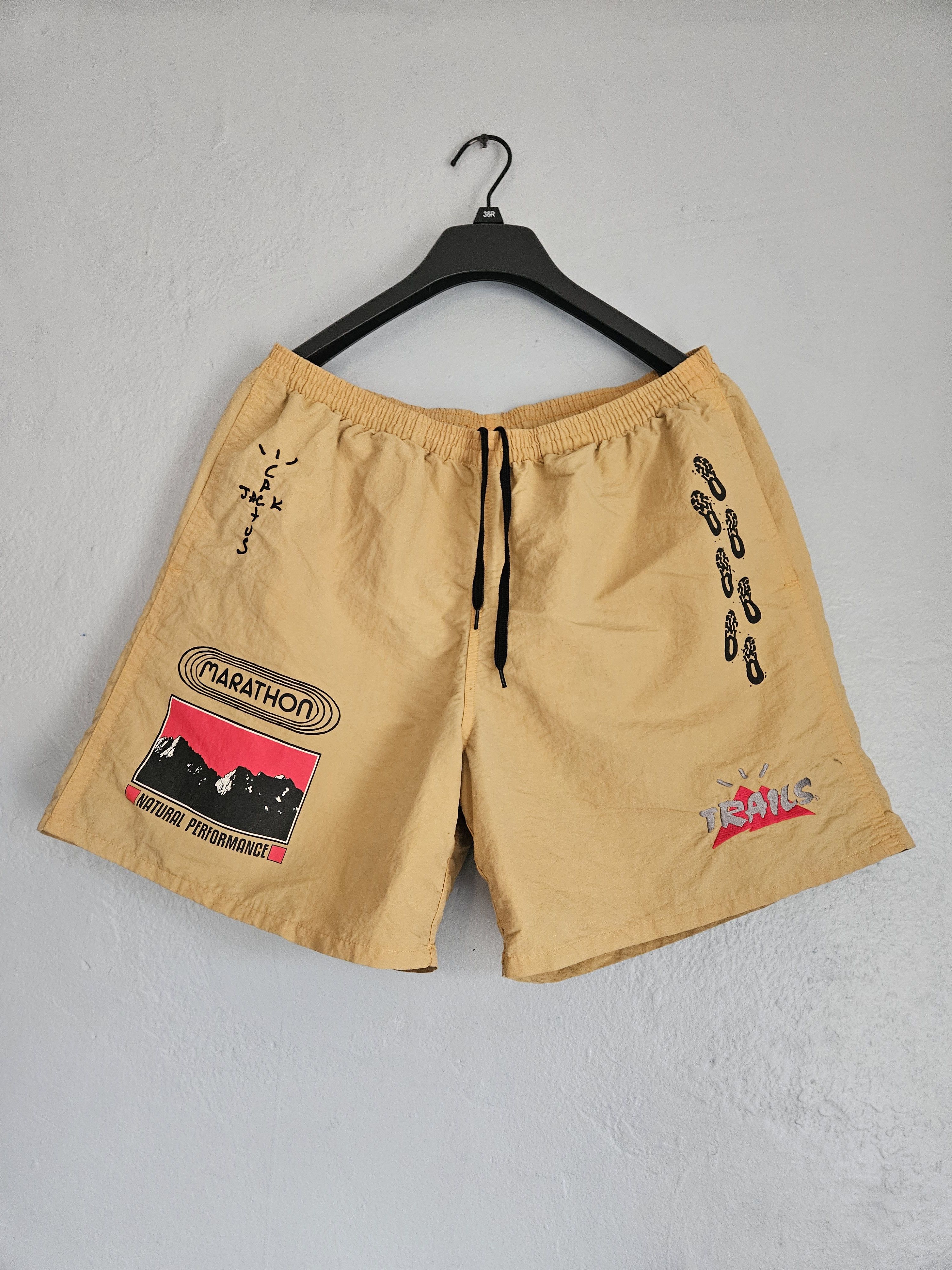 Travis Scott Cactus Jack Trails Logo Nylon Gold Shorts Size US 36 / EU 52 - 1 Thumbnail