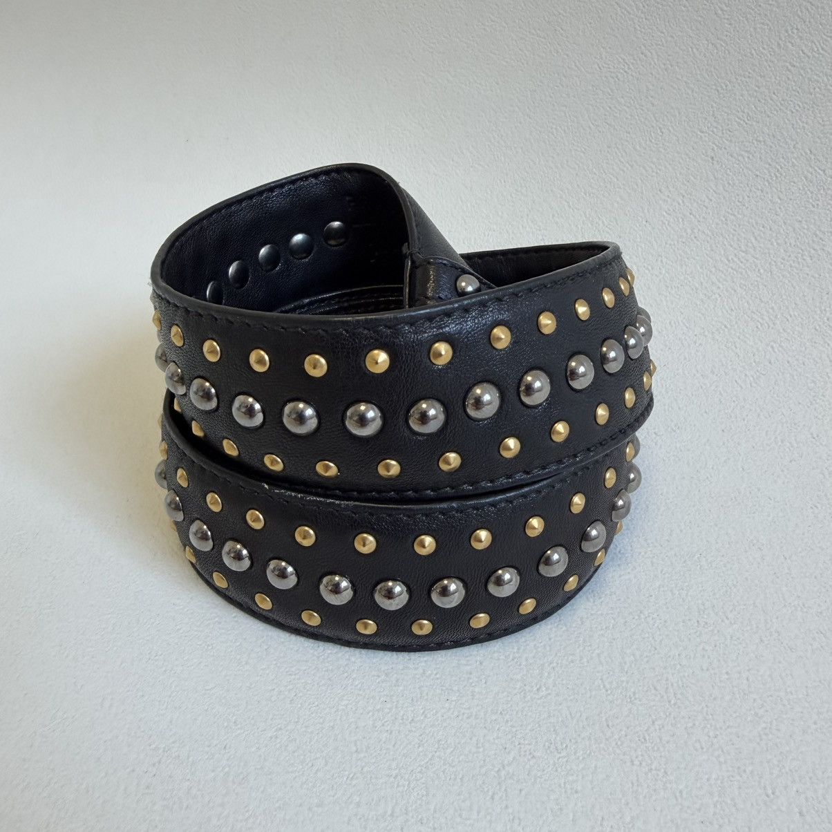 Prada Black Leather ‘Round Metal Studded’ Belt Size ONE SIZE - 9 Thumbnail