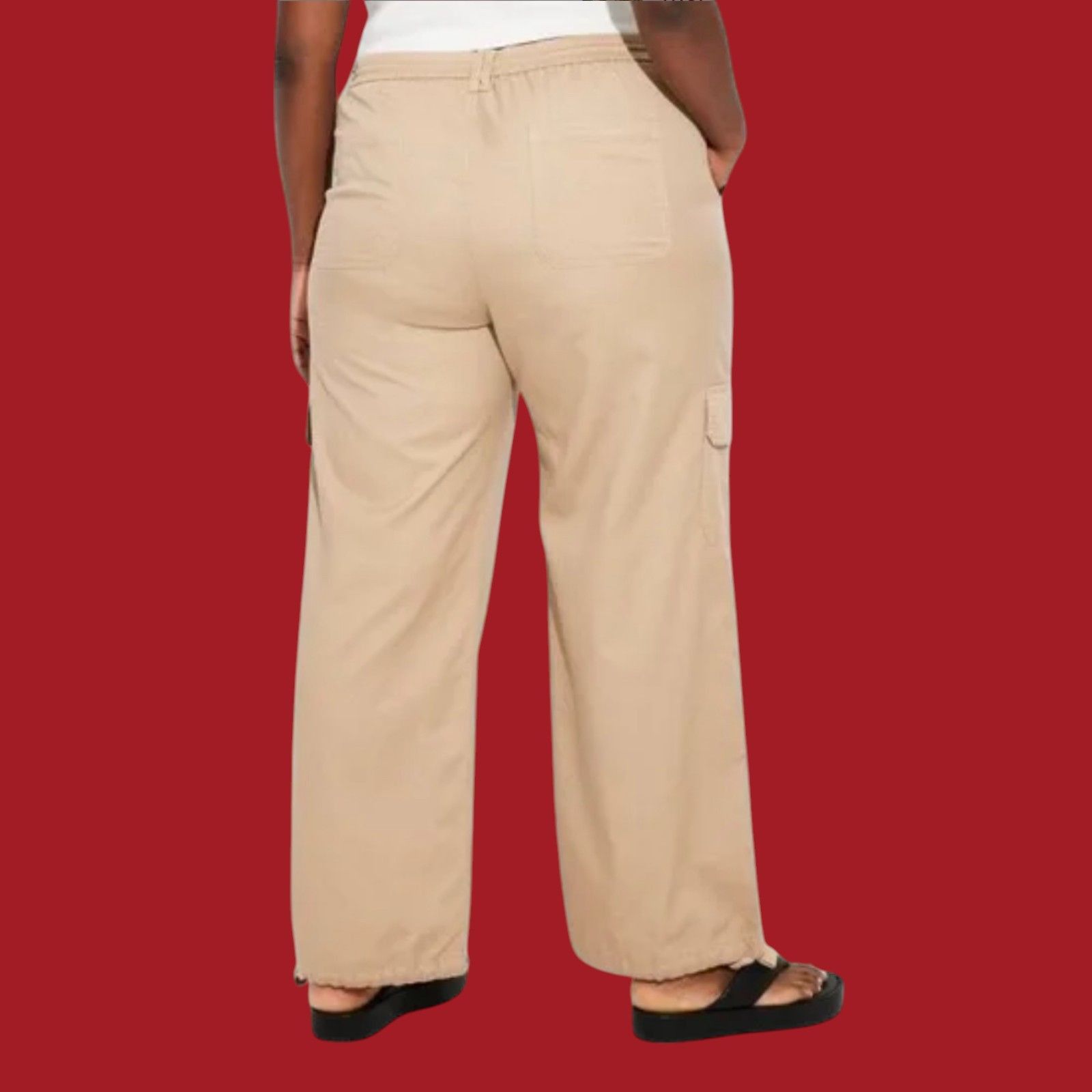 Other Wild Fable - Women's Mid-Rise Wide Leg Cargo Beach Pants - L Size 42" / US 20 - 2 Thumbnail