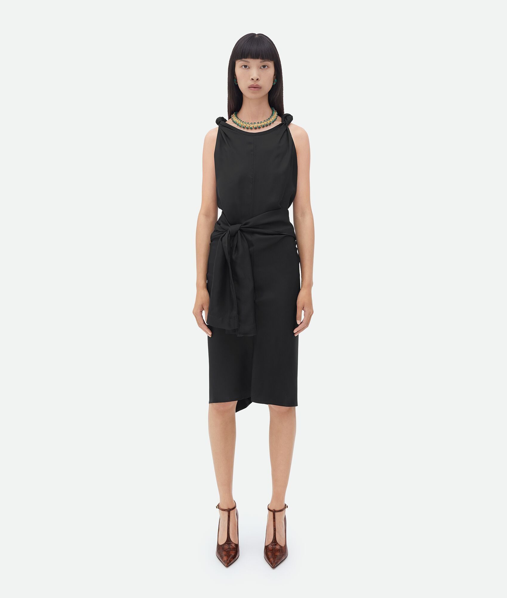 Bottega Veneta o1bcso1str0225 Washed Viscose Knotted Dress in Black Size XS / US 0-2 / IT 36-38 - 1 Thumbnail