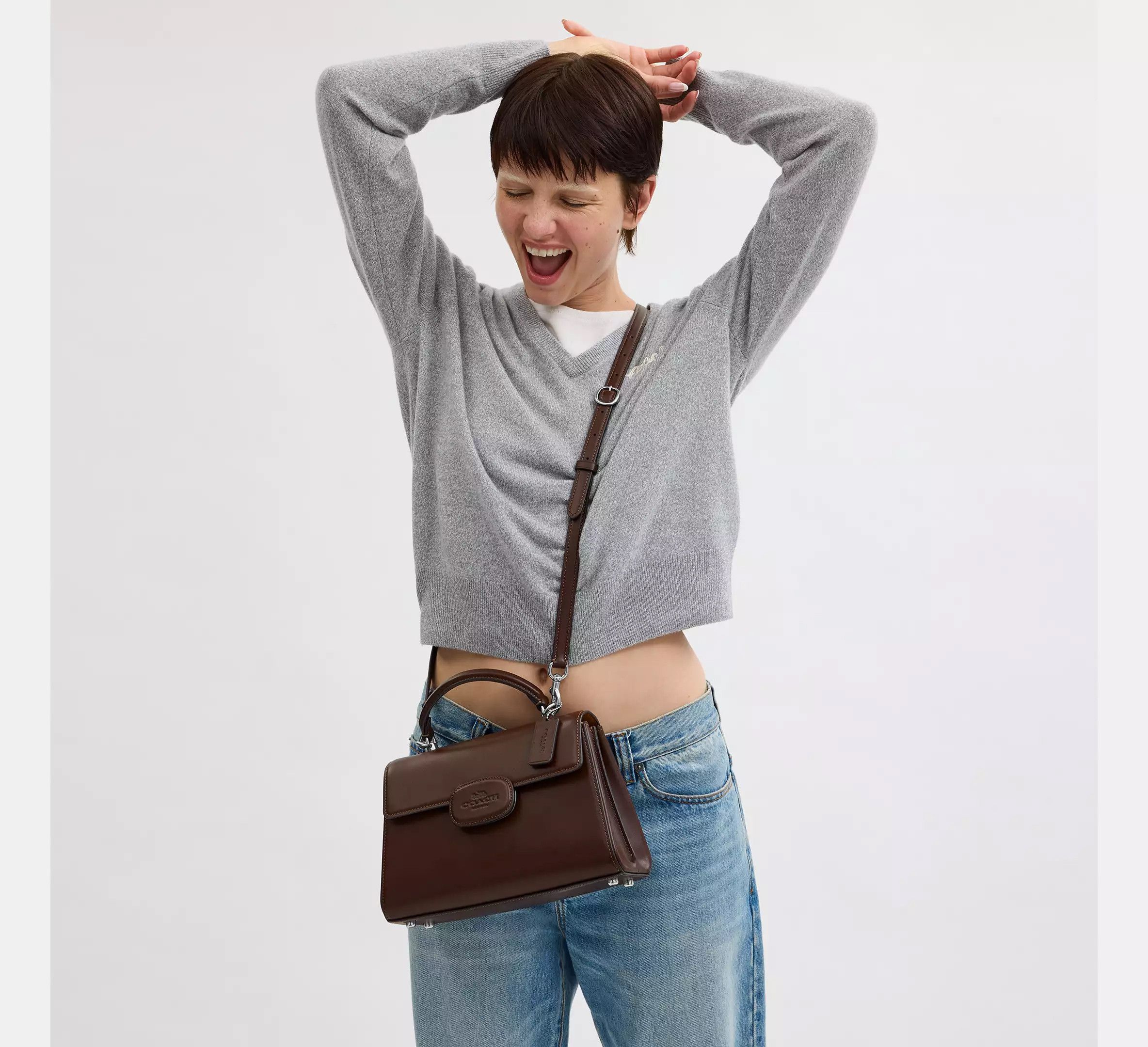Coach Eliza Top Handle Bag Silver/Maple CT852 Size ONE SIZE - 5 Thumbnail